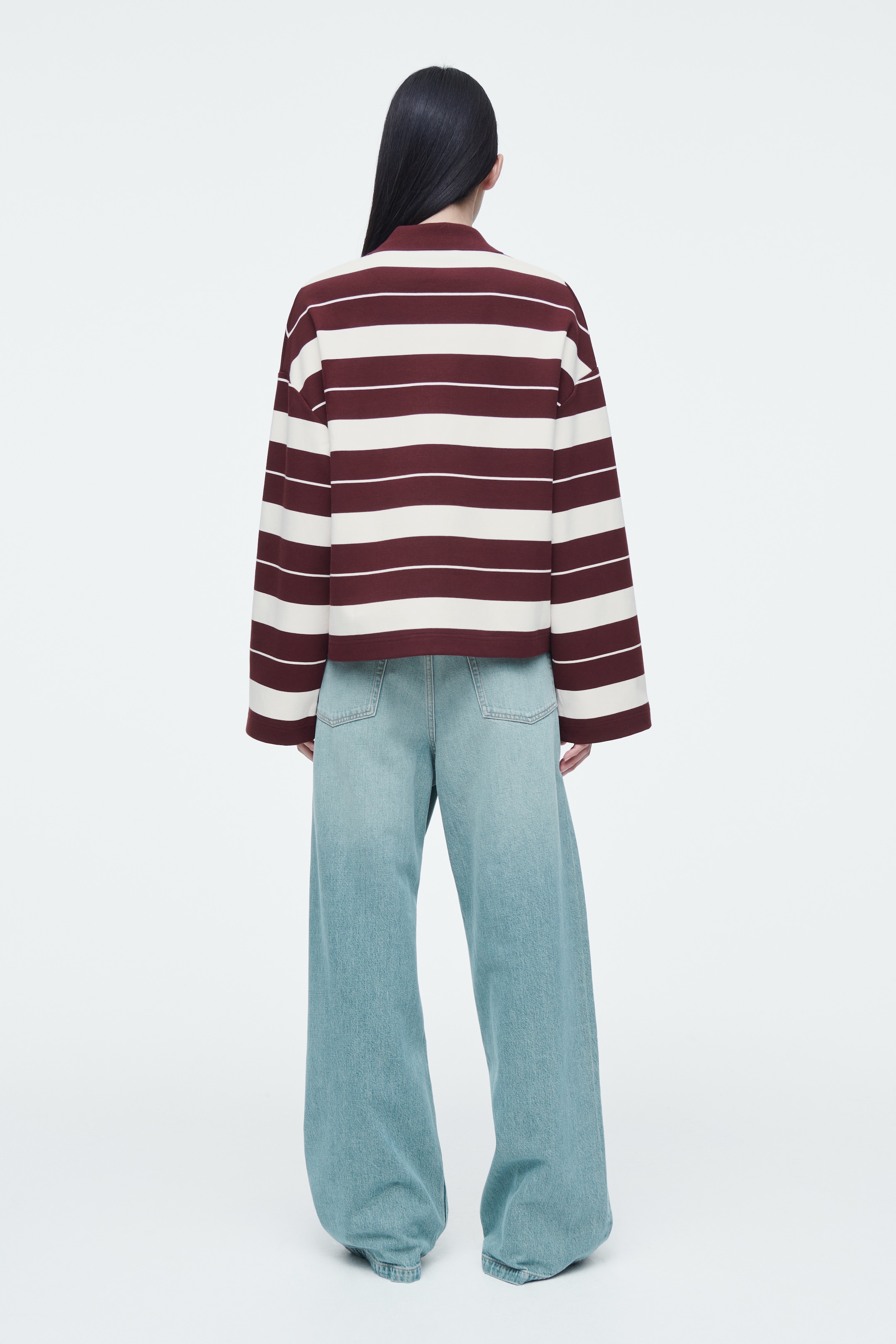 View larger image: STRIPED JERSEY RUGBY SHIRT - BURGUNDY / STRIPED - Ladies | H&M GB 4