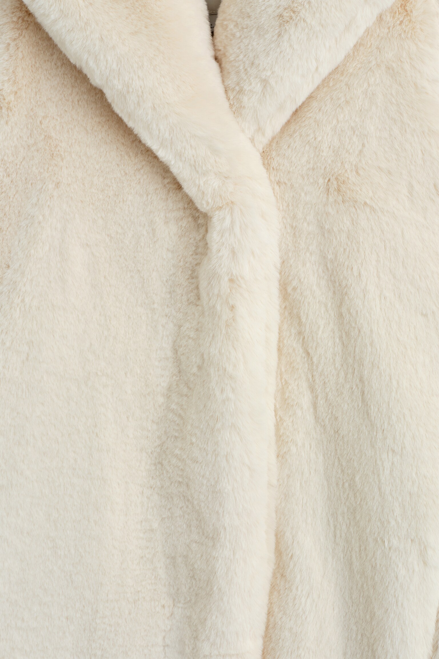 GIACCA CON COLLO A SCIALLE IN PELLICCIA SINTETICA - BEIGE CHIARO - 8
