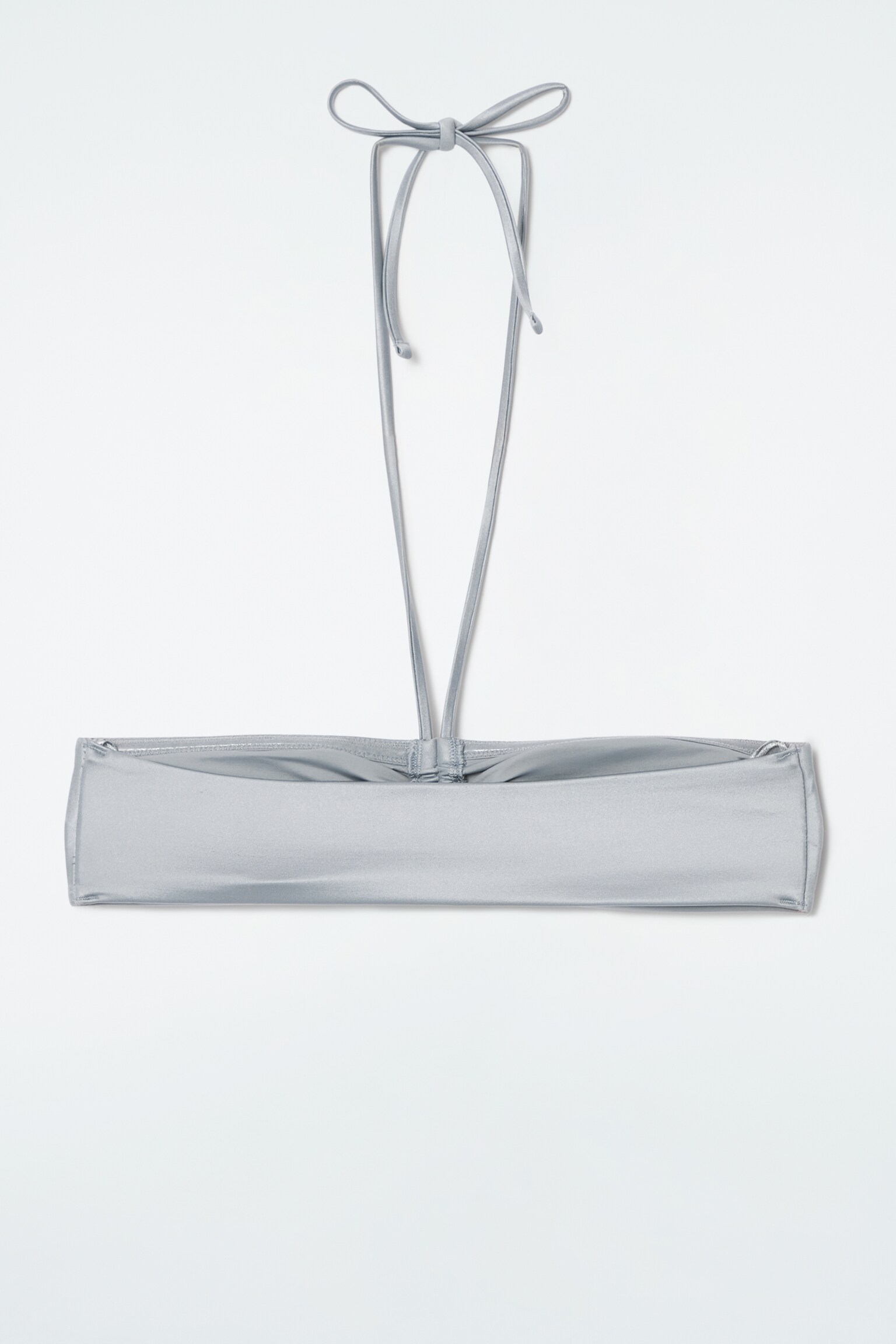 טופ ביקיני בנדאו מקומט - כסף - 2