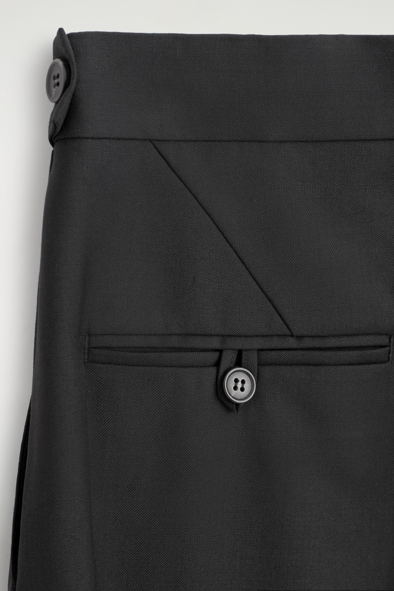 LACE-DETAIL WOOL TAPERED PANTS — BLACK