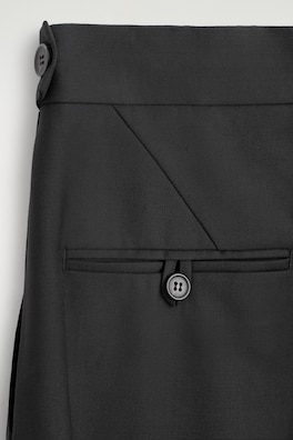 LACE-DETAIL WOOL TAPERED PANTS — BLACK 6