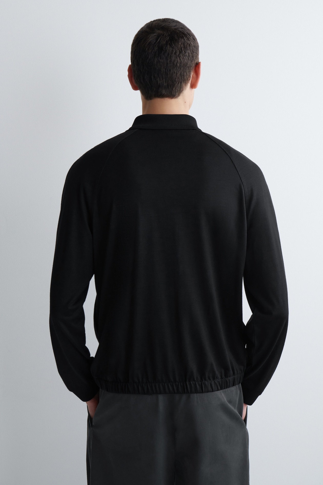 WOOL-JERSEY BOMBER JACKET — BLACK