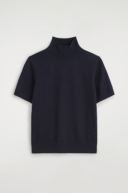 MERINO WOOL TURTLENECK TOP — NAVY 9