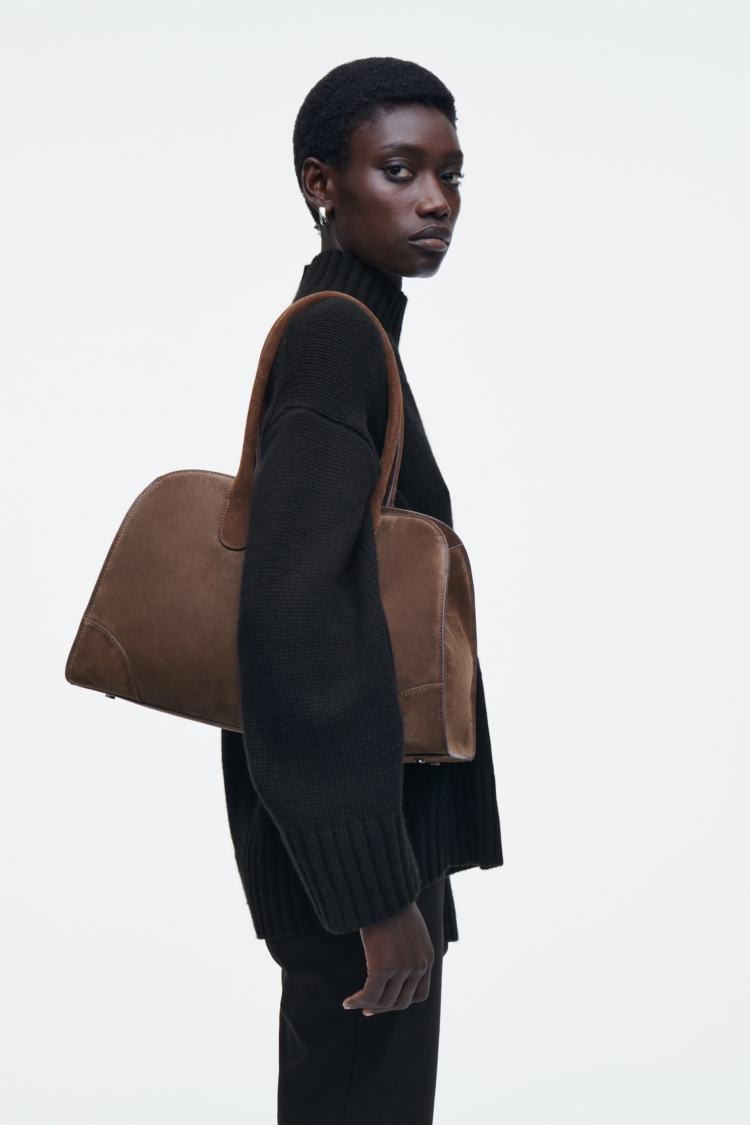 SMALL STUDIO BOWLING BAG - LEATHER - BROWN/GREY - 3