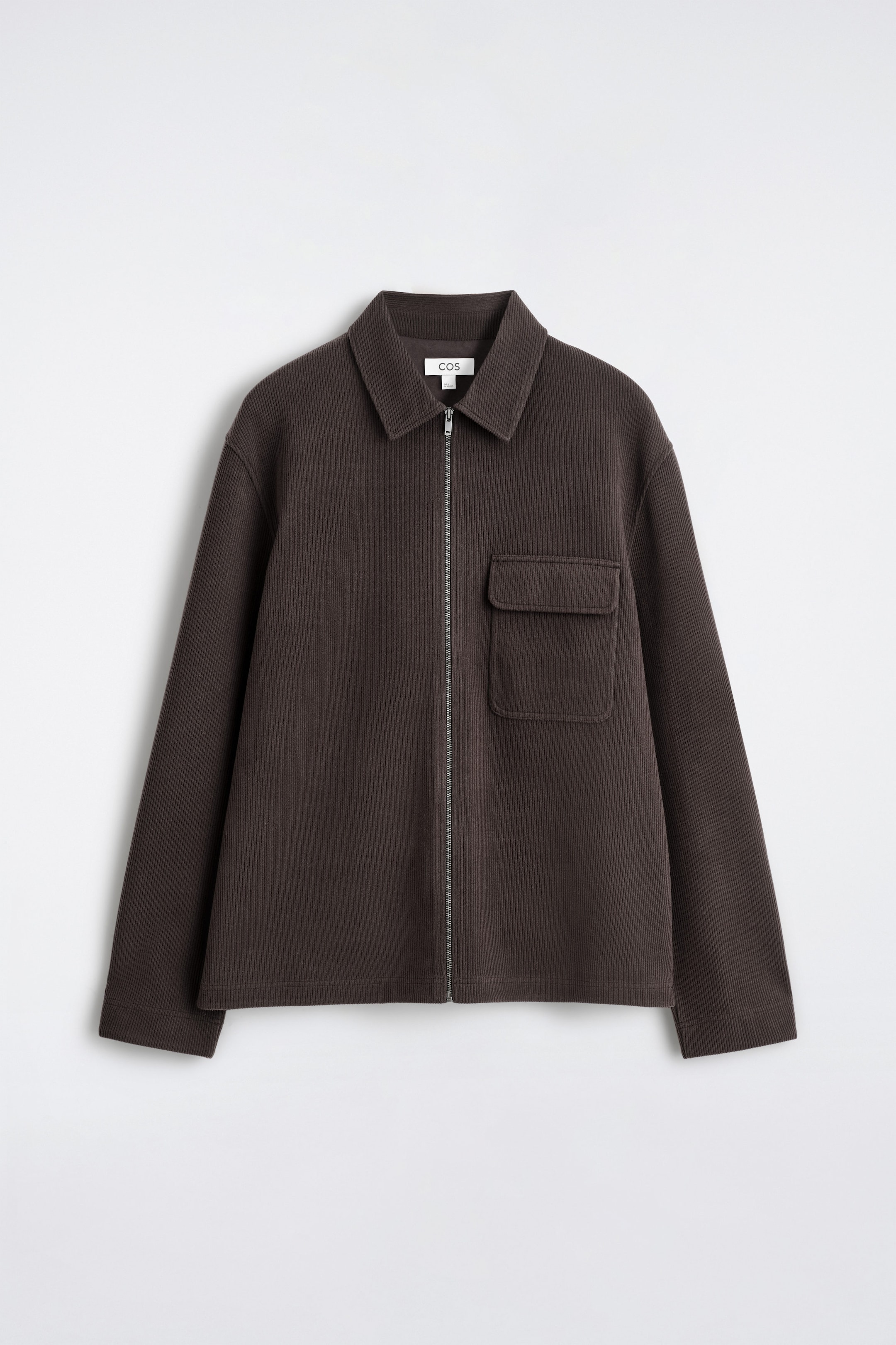 CORDUROY-JERSEY ZIP-UP OVERSHIRT