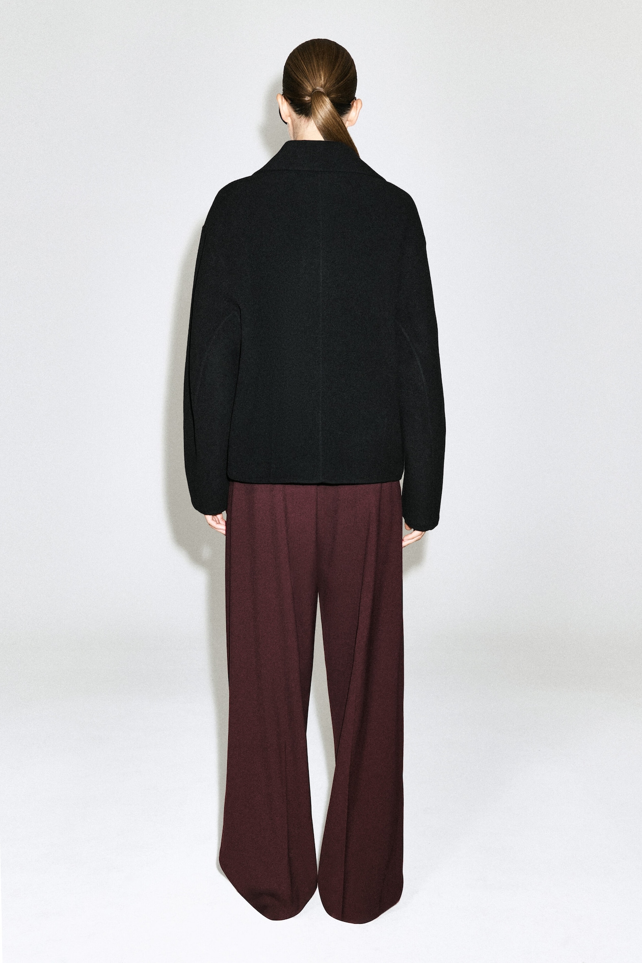 OVERSIZED DOUBLE-FACED WOOL JACKET — BLACK