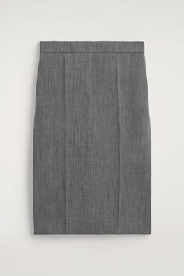 TAILORED WOOL MIDI SKIRT — HEATHER 8