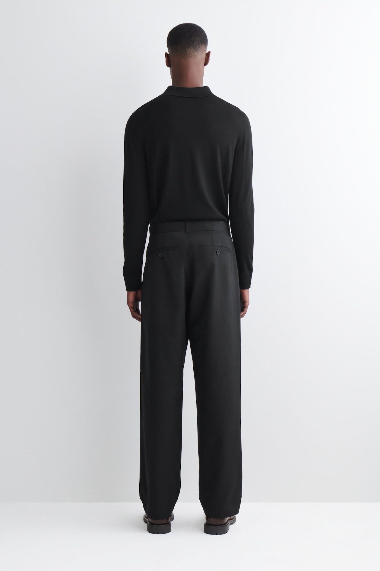 COTTON REGULAR-FIT STRAIGHT-LEG CHINOS — BLACK