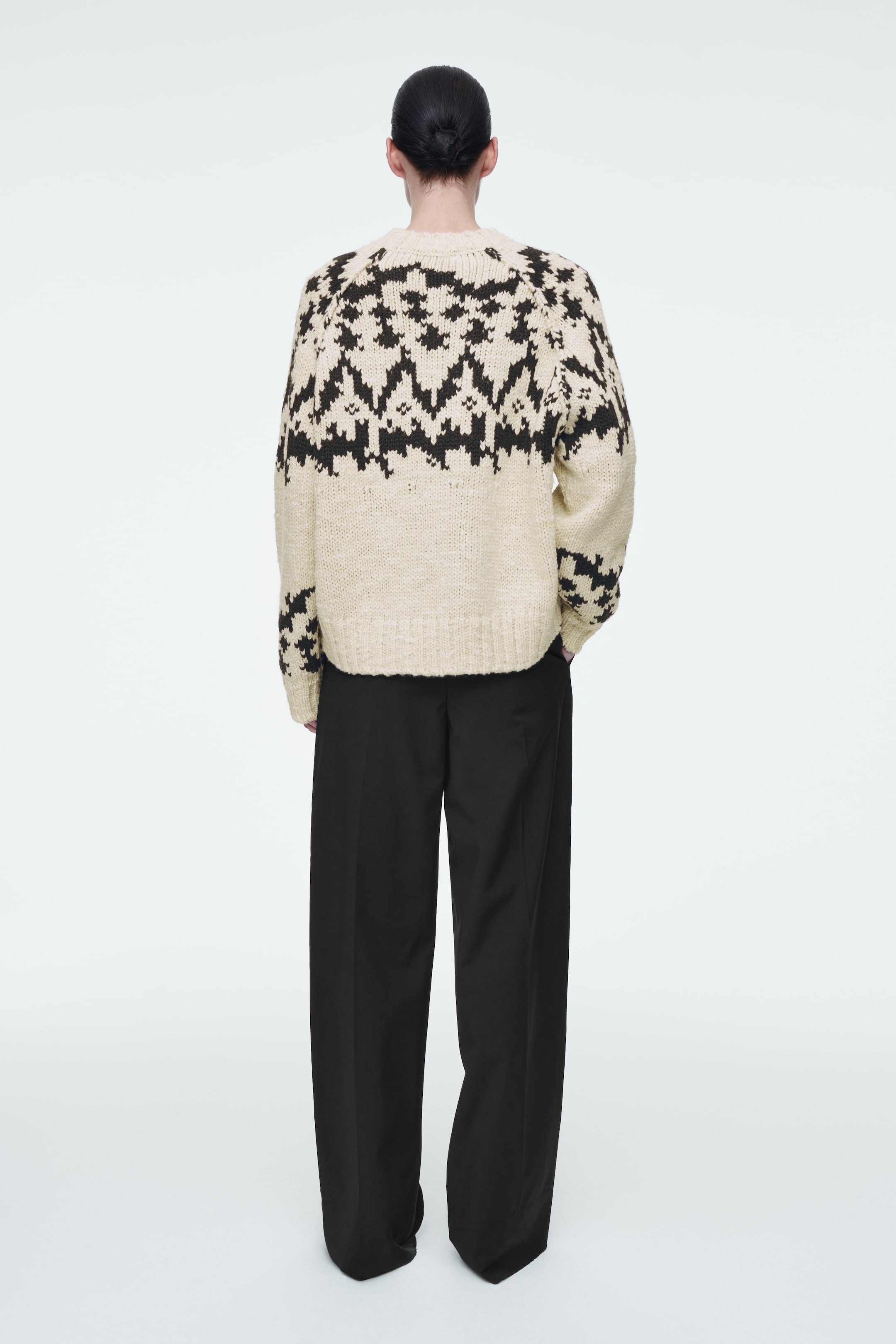 View larger image: FAIR-ISLE WOOL JUMPER - IVORY / BLACK - Ladies | H&M GB 4