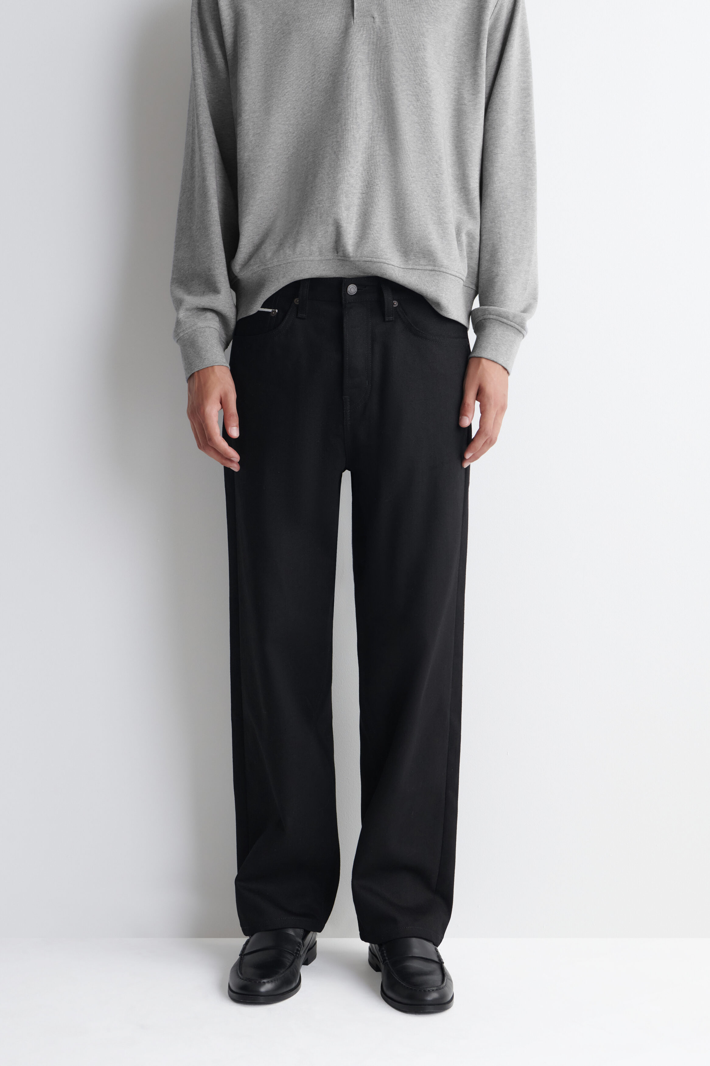 RIDER RAW SELVEDGE RELAXED-FIT STRAIGHT-LEG JEANS - BLACK | COS NL