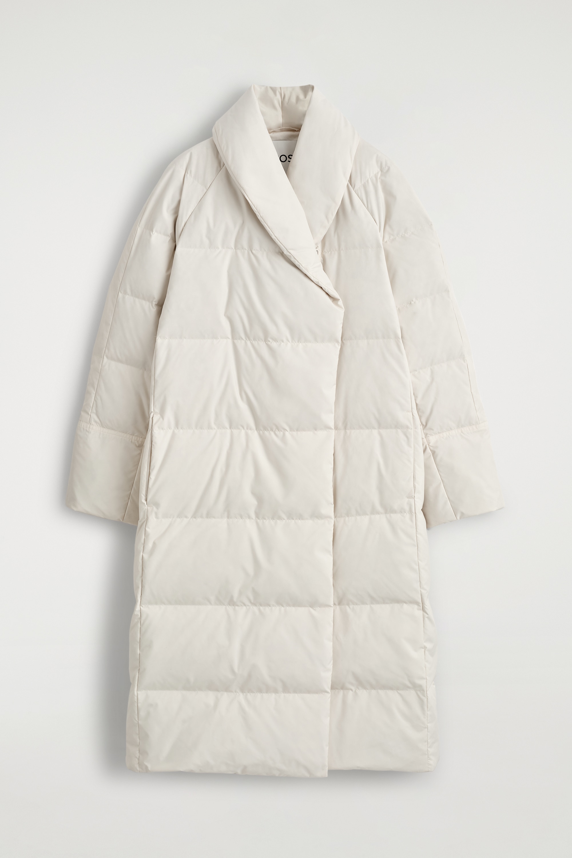 ABRIGO LARGO ACOLCHADO CON CUELLO CHAL - BLANCO ROTO