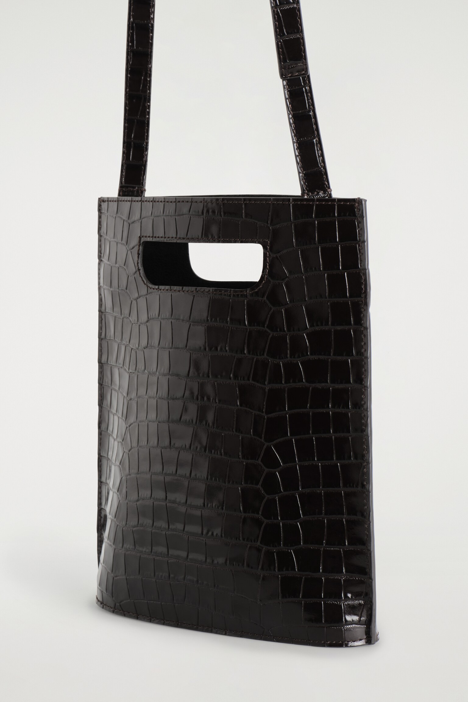 MINI SAC FOLIO - CUIR EMBOSSÉ CROCO - BRUN - 3