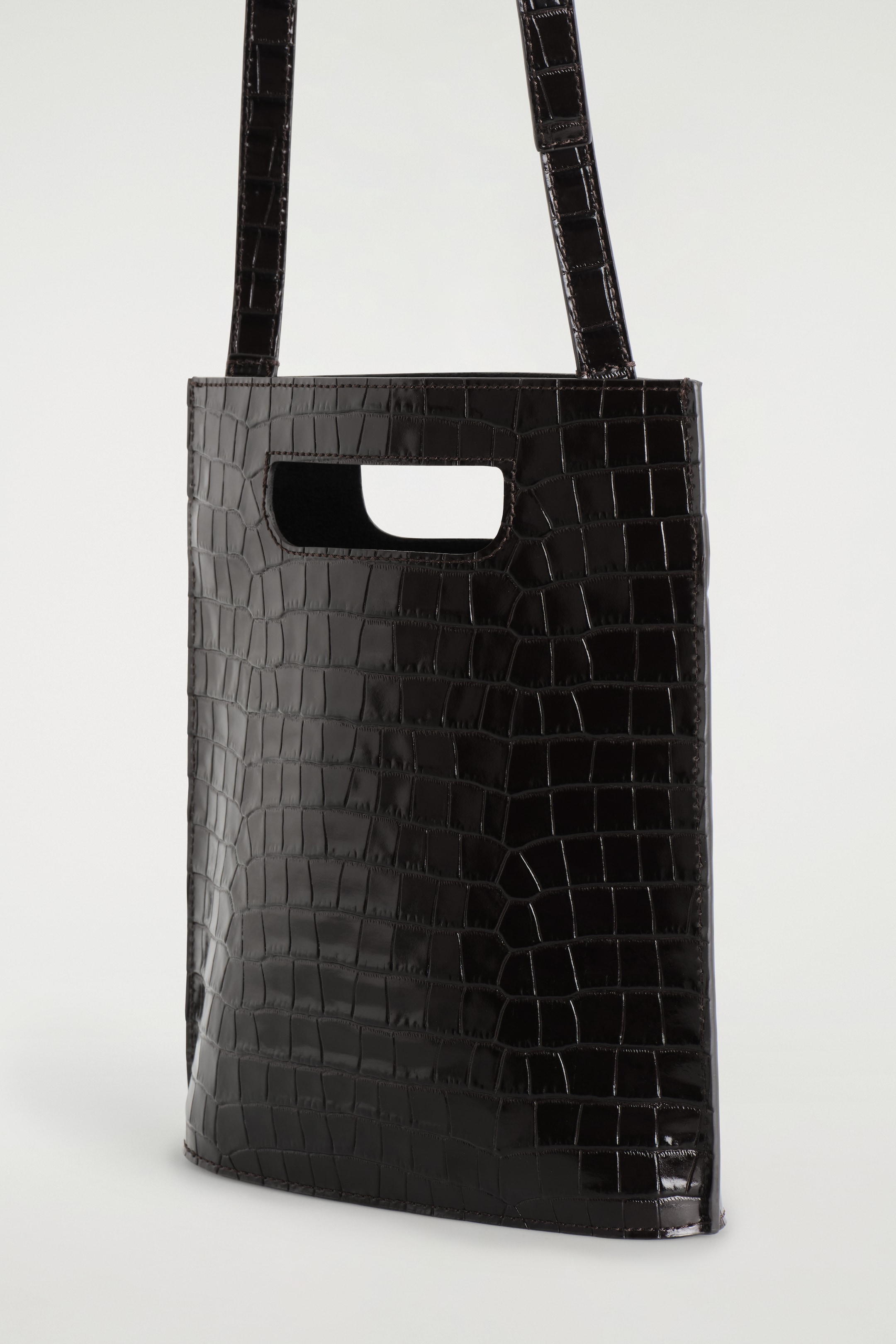 Ingrandisci l'immagine: FOLIO MINI BAG - CROC-EMBOSSED LEATHER - BROWN - DONNA | H&M CH 4