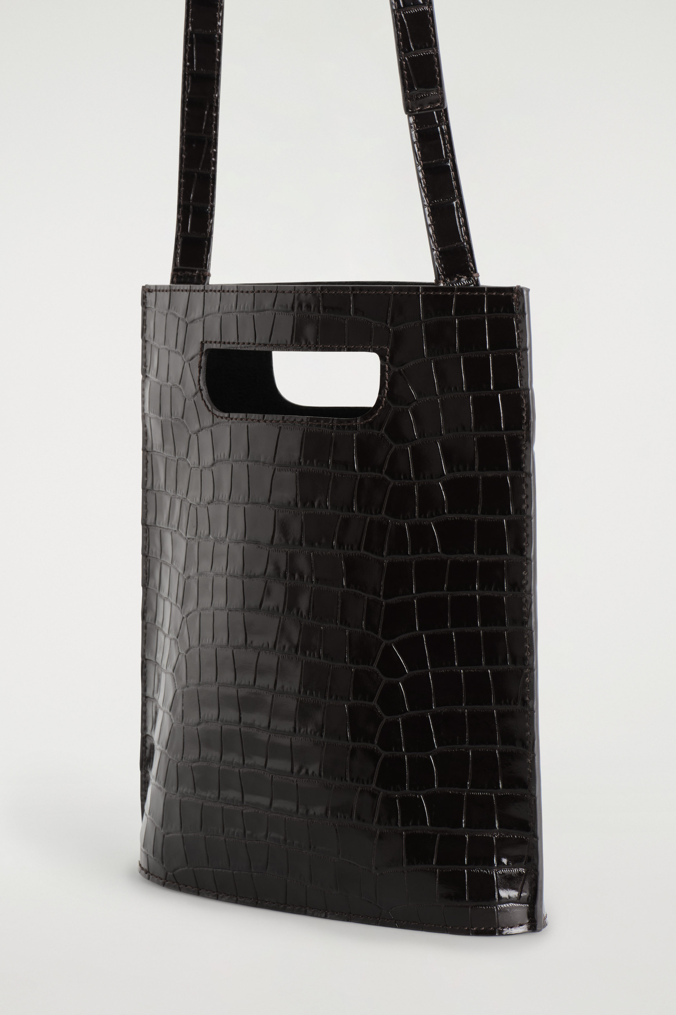 FOLIO MINI BAG - CROC-EFFECT LEATHER - BROWN | COS