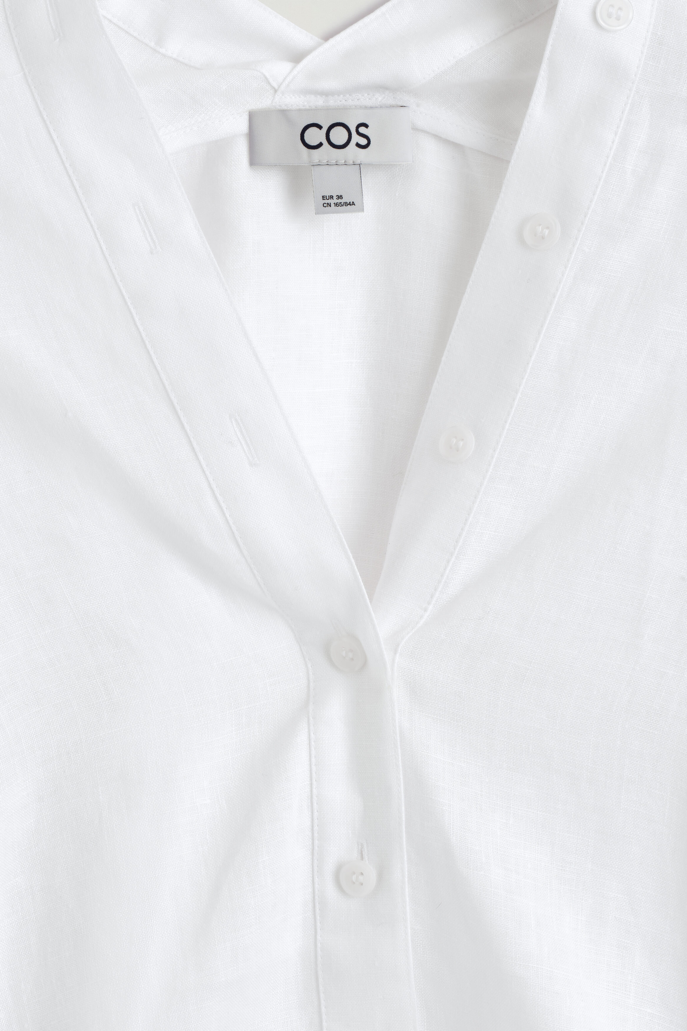 BUTTON-DETAIL LINEN V-NECK SHIRT - WHITE | COS