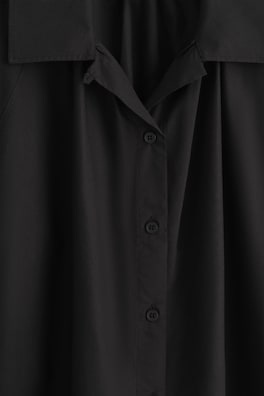 GATHERED PIMA COTTON SHIRT — BLACK 1