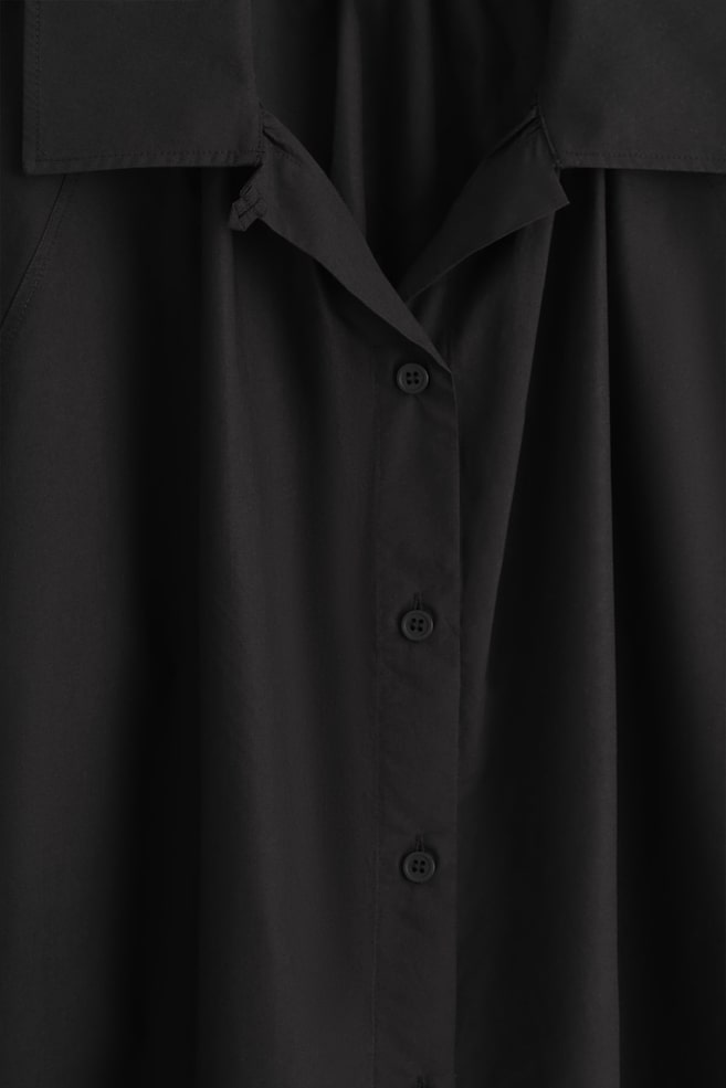 GATHERED PIMA COTTON SHIRT — BLACK