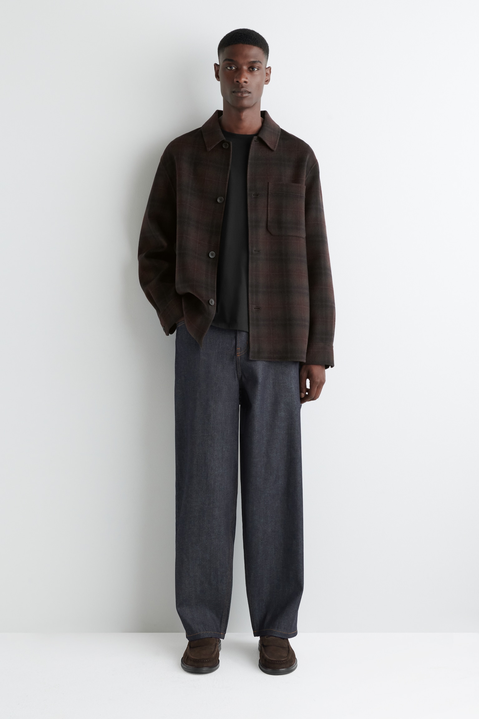 SPLIT WOOL OVERSHIRT - BURGUNDY / CHECKED/BLACK/COBALT BLUE - 5
