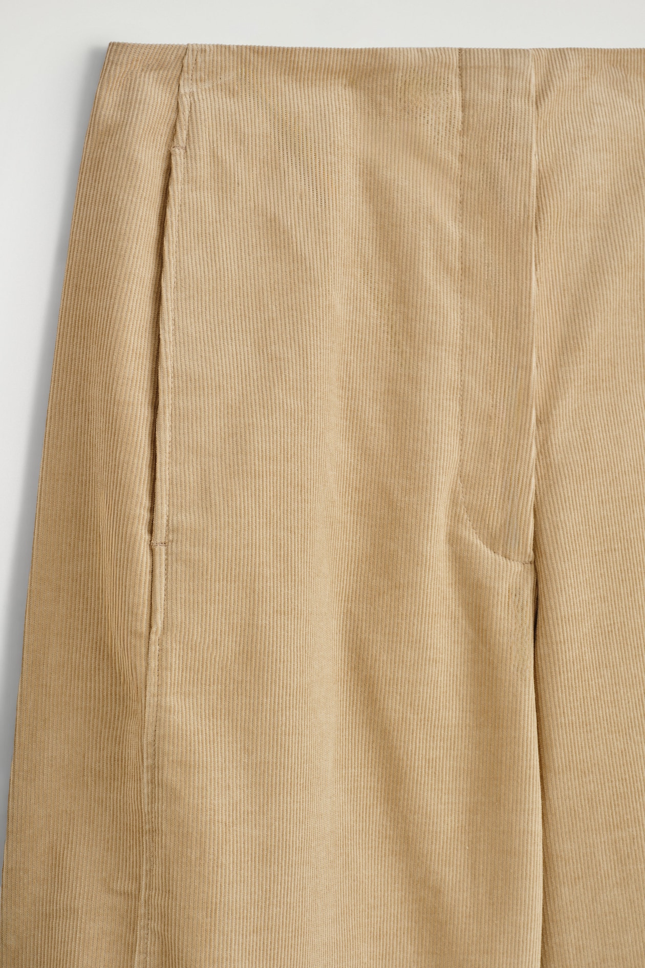 CORDUROY BARREL-LEG PANTS — BEIGE