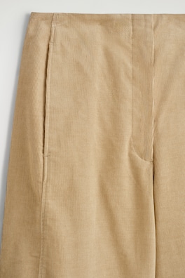 CORDUROY BARREL-LEG PANTS — BEIGE 1