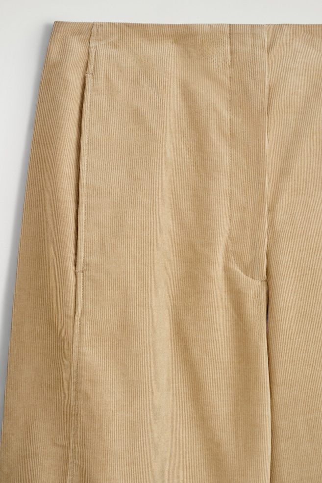 CORDUROY BARREL-LEG PANTS — BEIGE