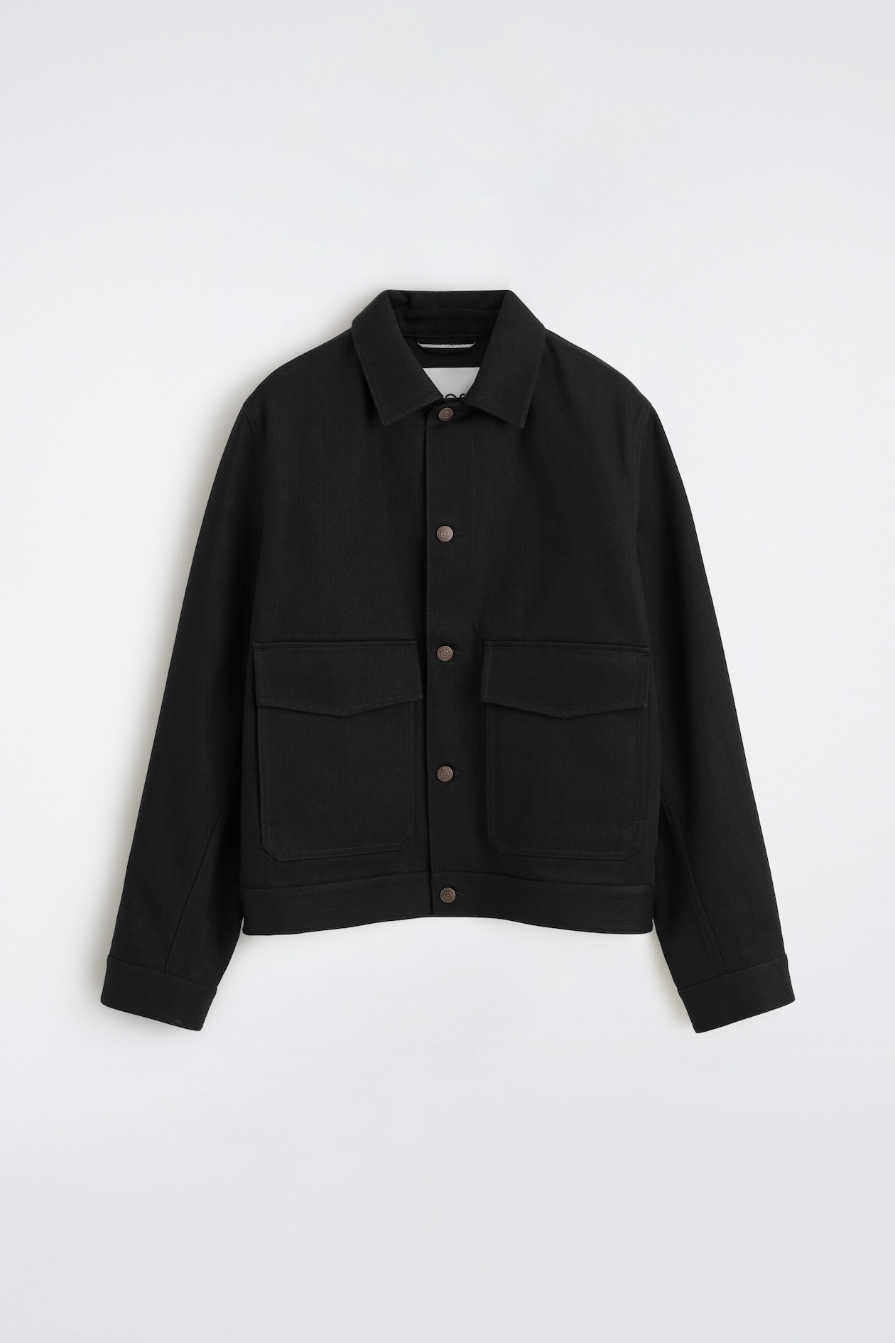 RAW SELVEDGE DENIM JACKET — BLACK