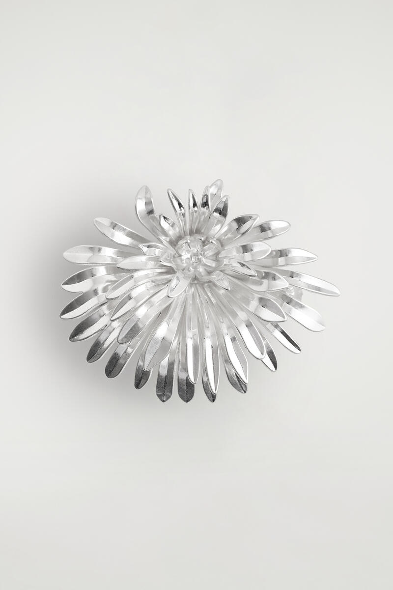 COS Abstract Floral Brooch Silver-Coloured Women's