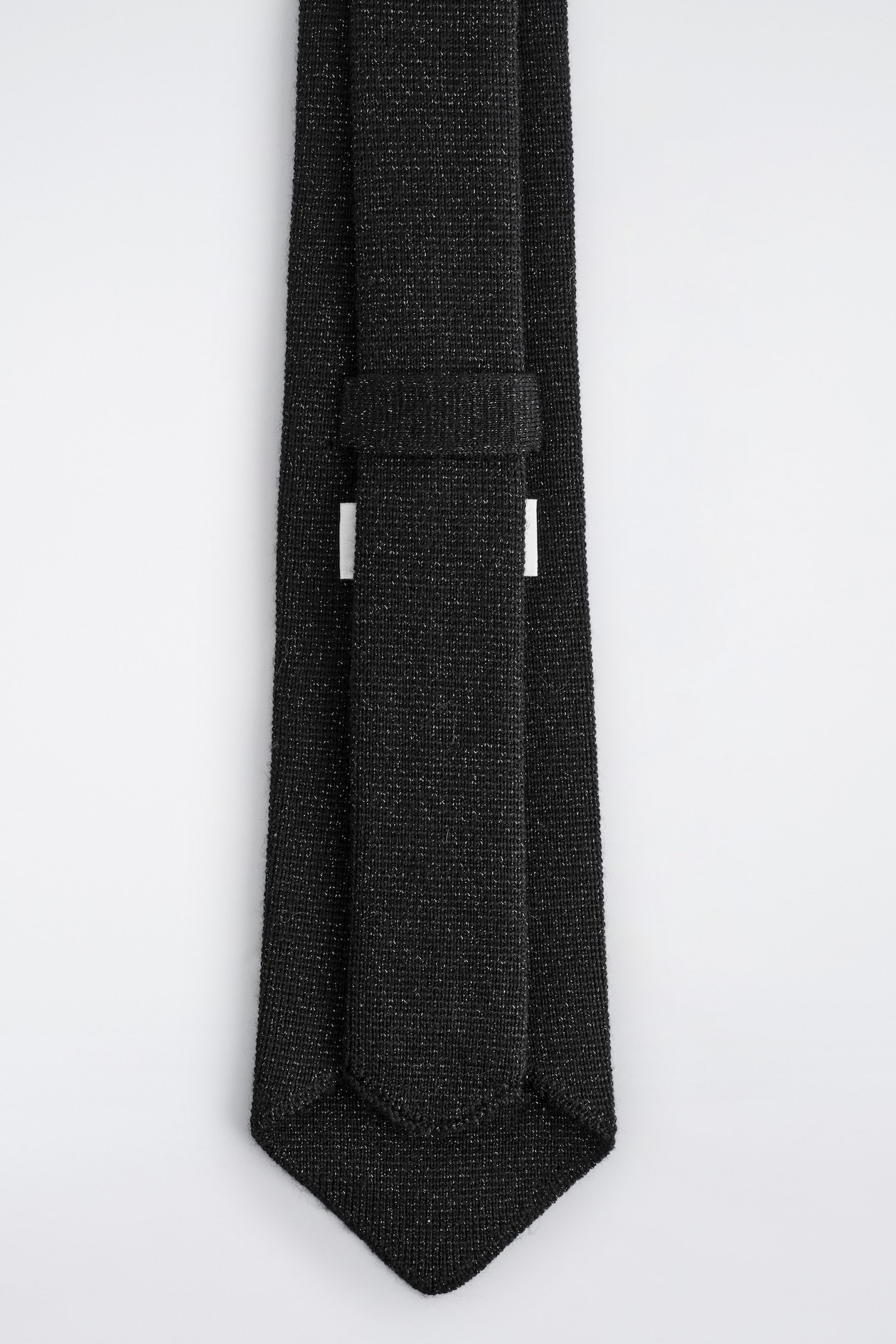 SPARKLY KNITTED MERINO WOOL TIE — BLACK