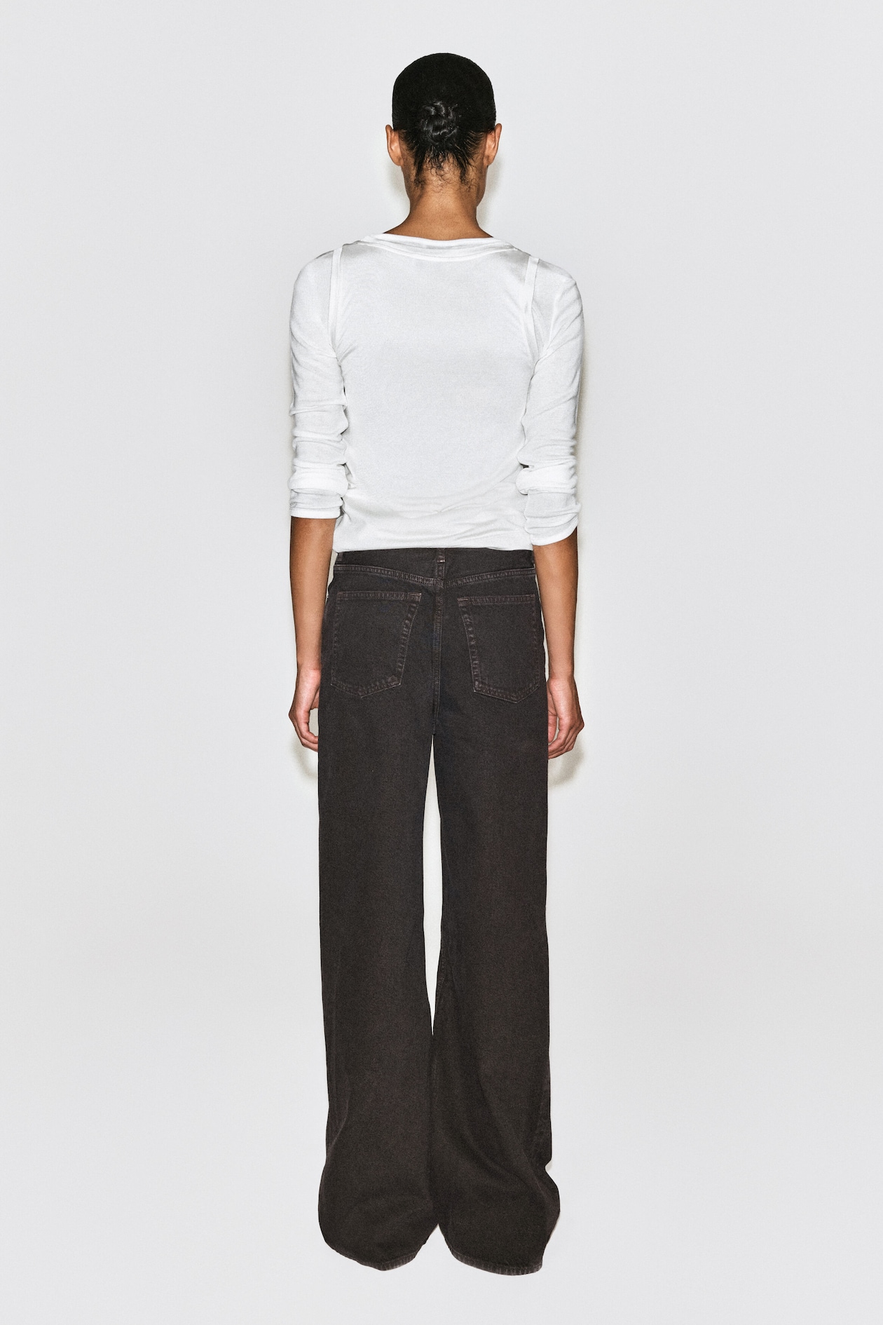 DIAL WIDE-LEG JEANS — BROWN