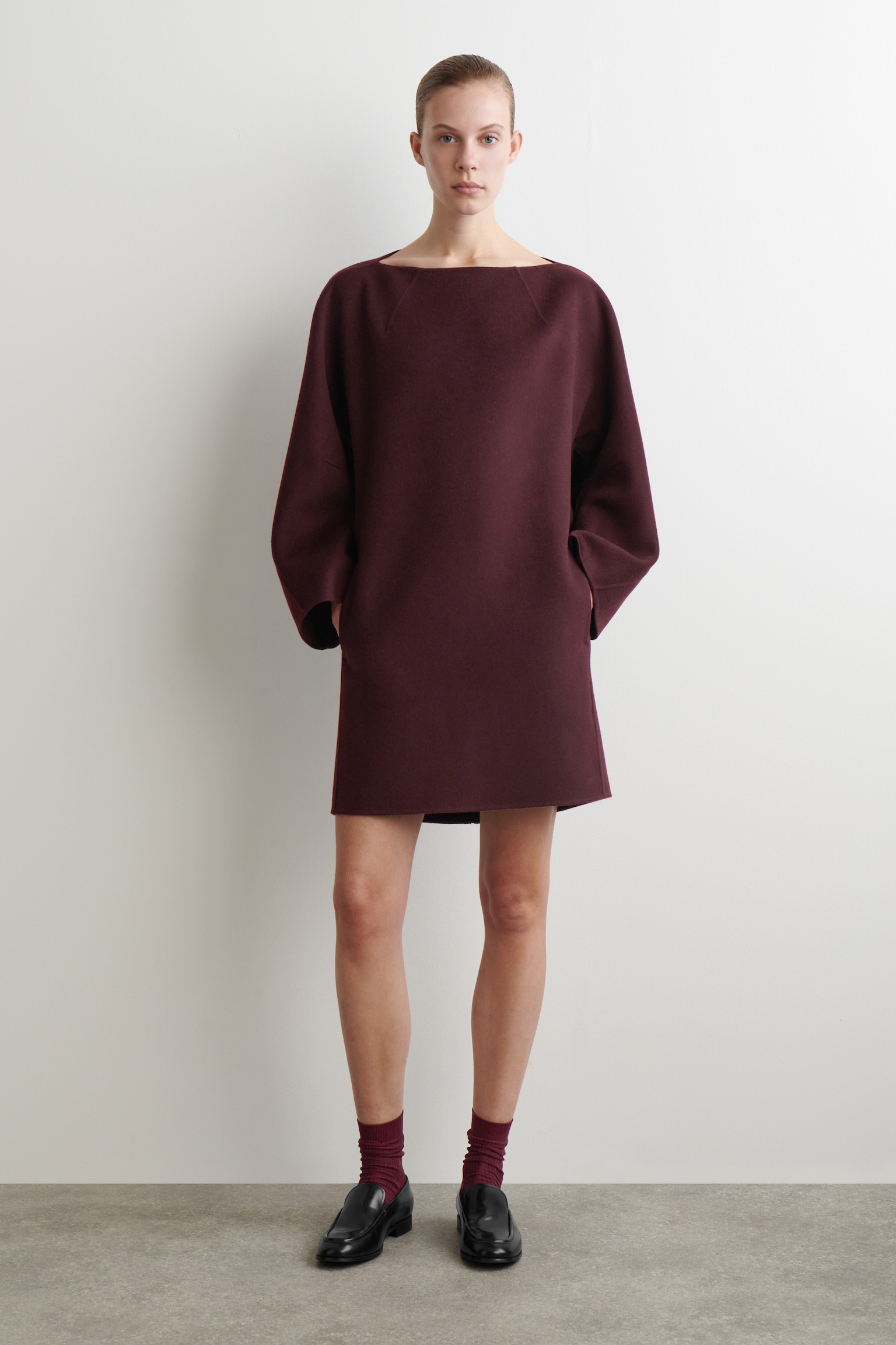 ABITO MINI IN LANA DOPPIATA - BORDEAUX