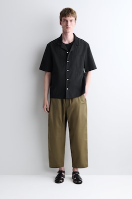 CAMP-COLLAR COTTON SHIRT — BLACK 2