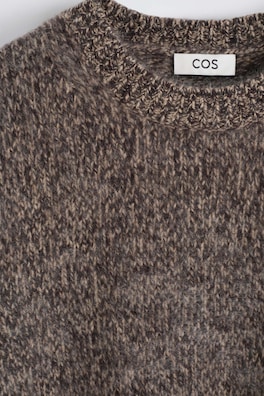 TWO-TONE BRUSHED PURE CASHMERE CREW-NECK SWEATER — MOCHA MÉLANGE 7