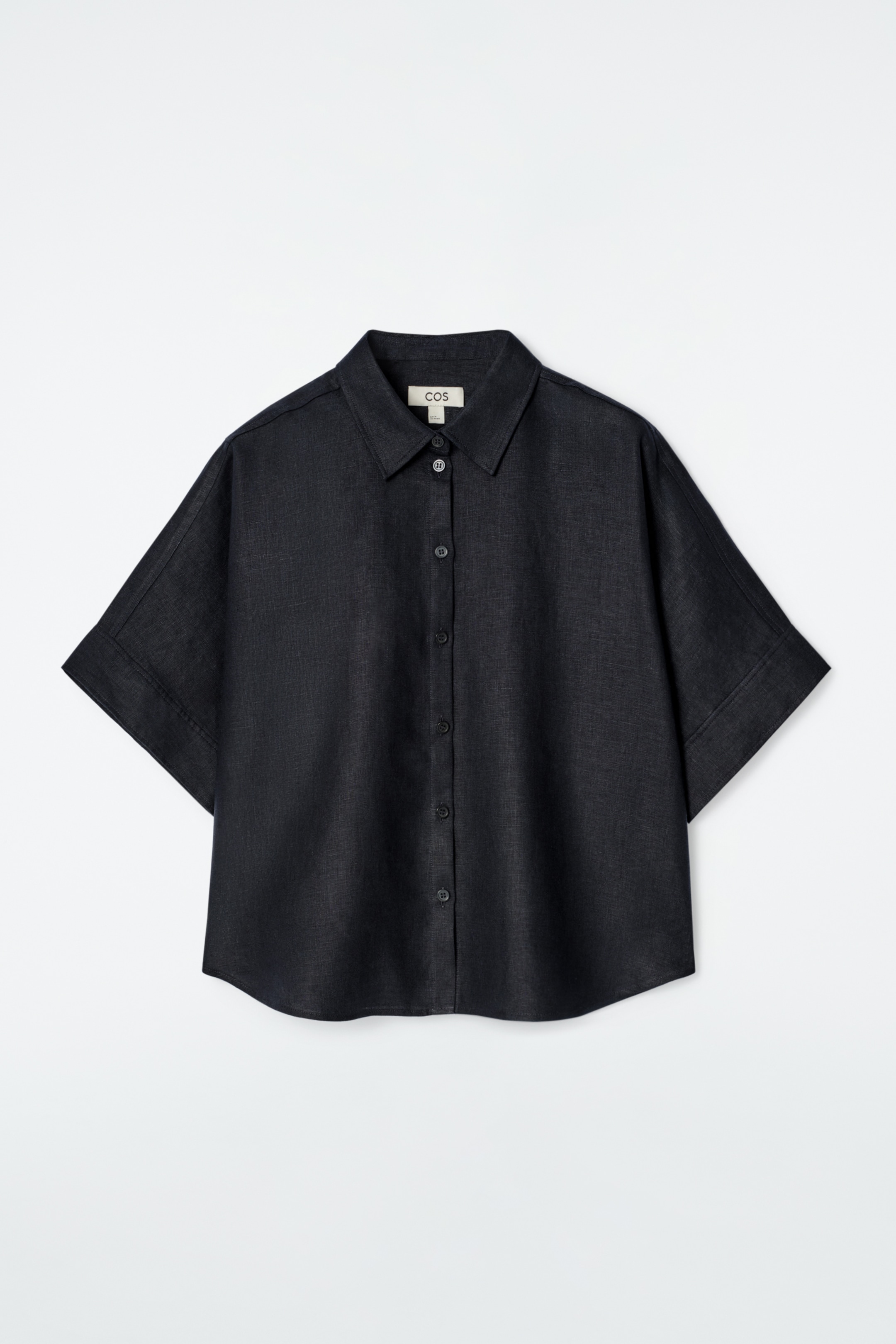View larger image: BOXY SHORT-SLEEVED LINEN SHIRT - NAVY - Ladies | H&M GB 6