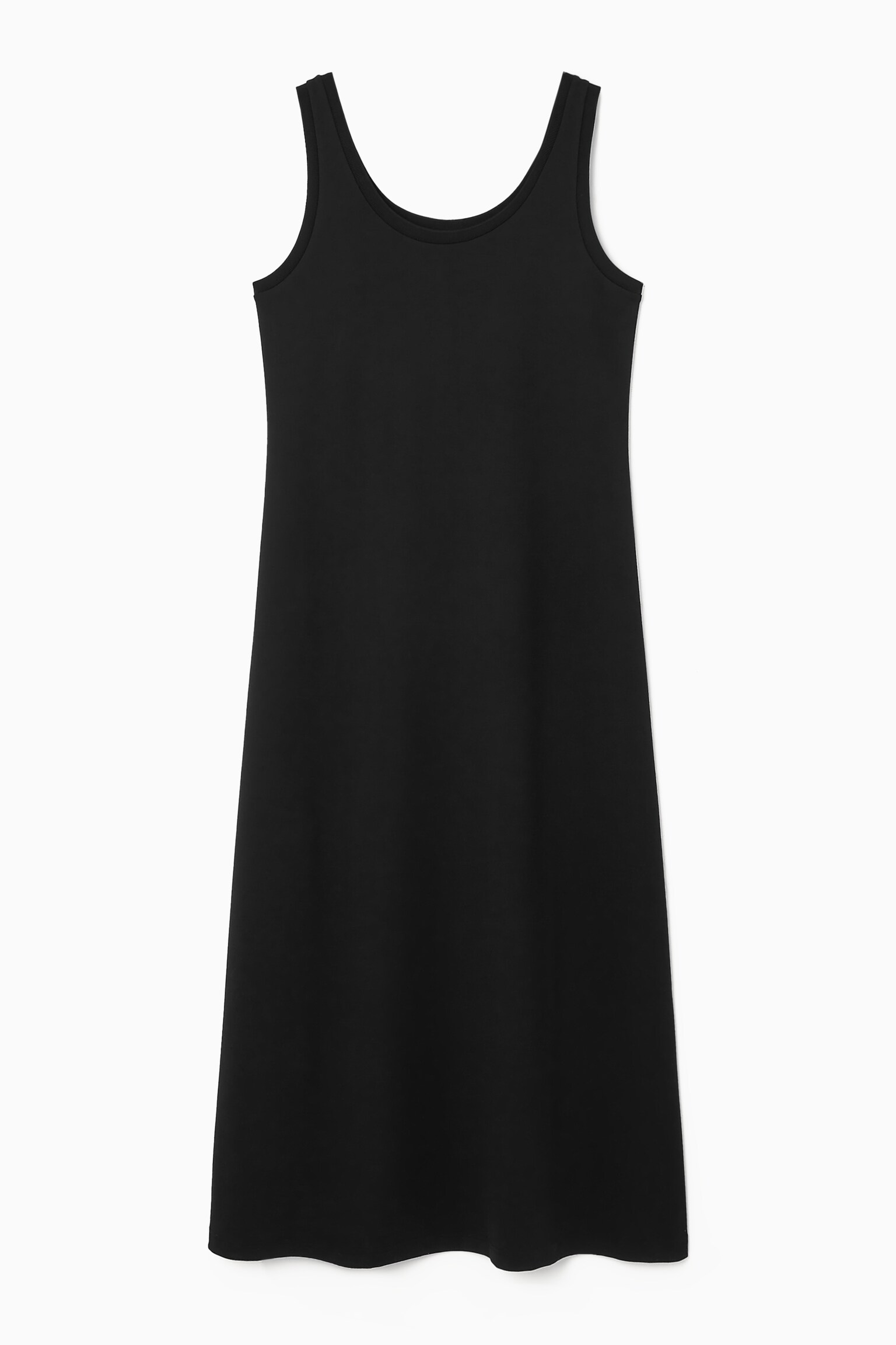 SCOOP-NECK JERSEY MIDI DRESS - BLACK/WHITE/BLUE