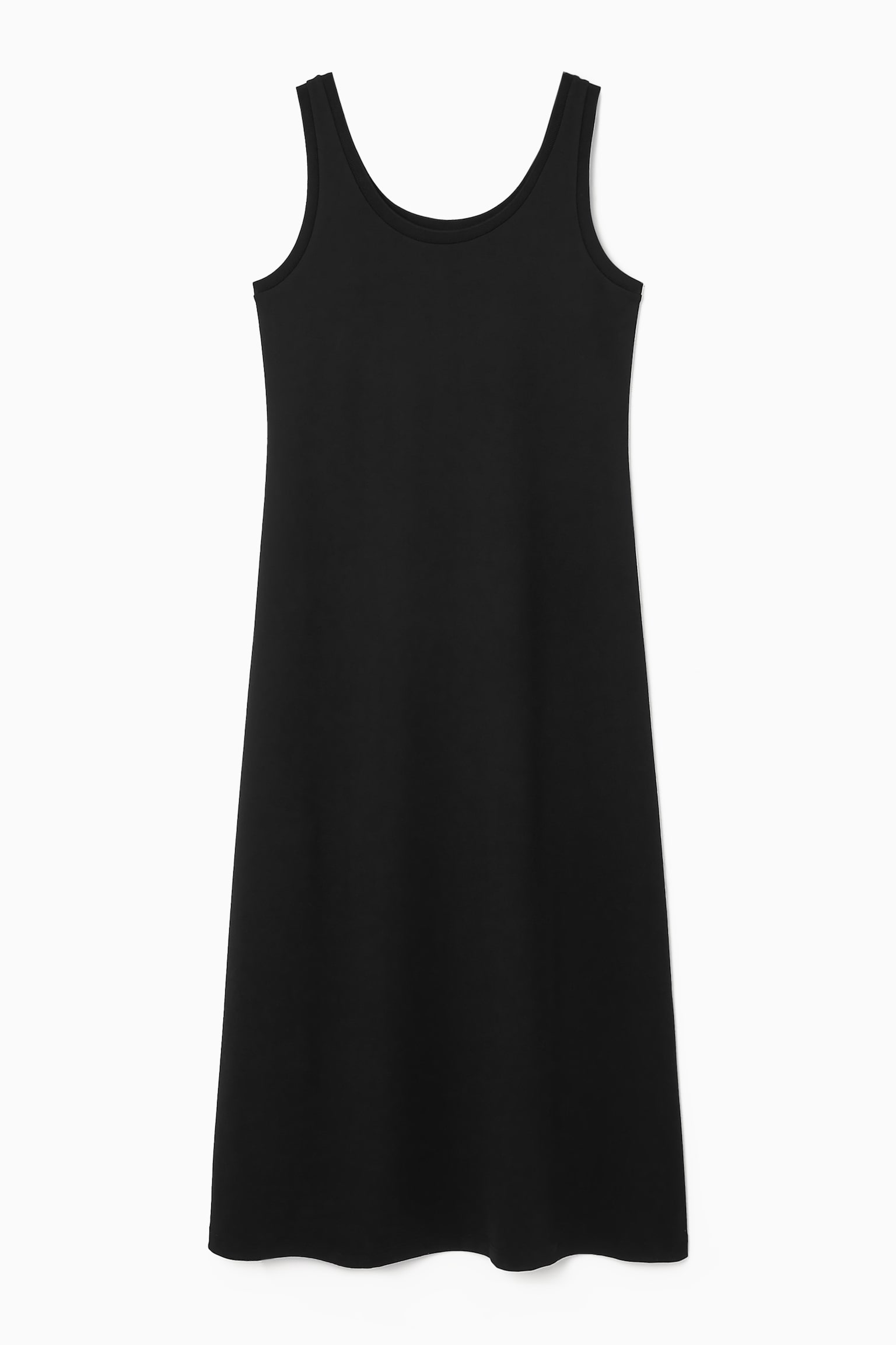 SCOOP-NECK JERSEY MIDI DRESS - BLACK/WHITE/BLUE