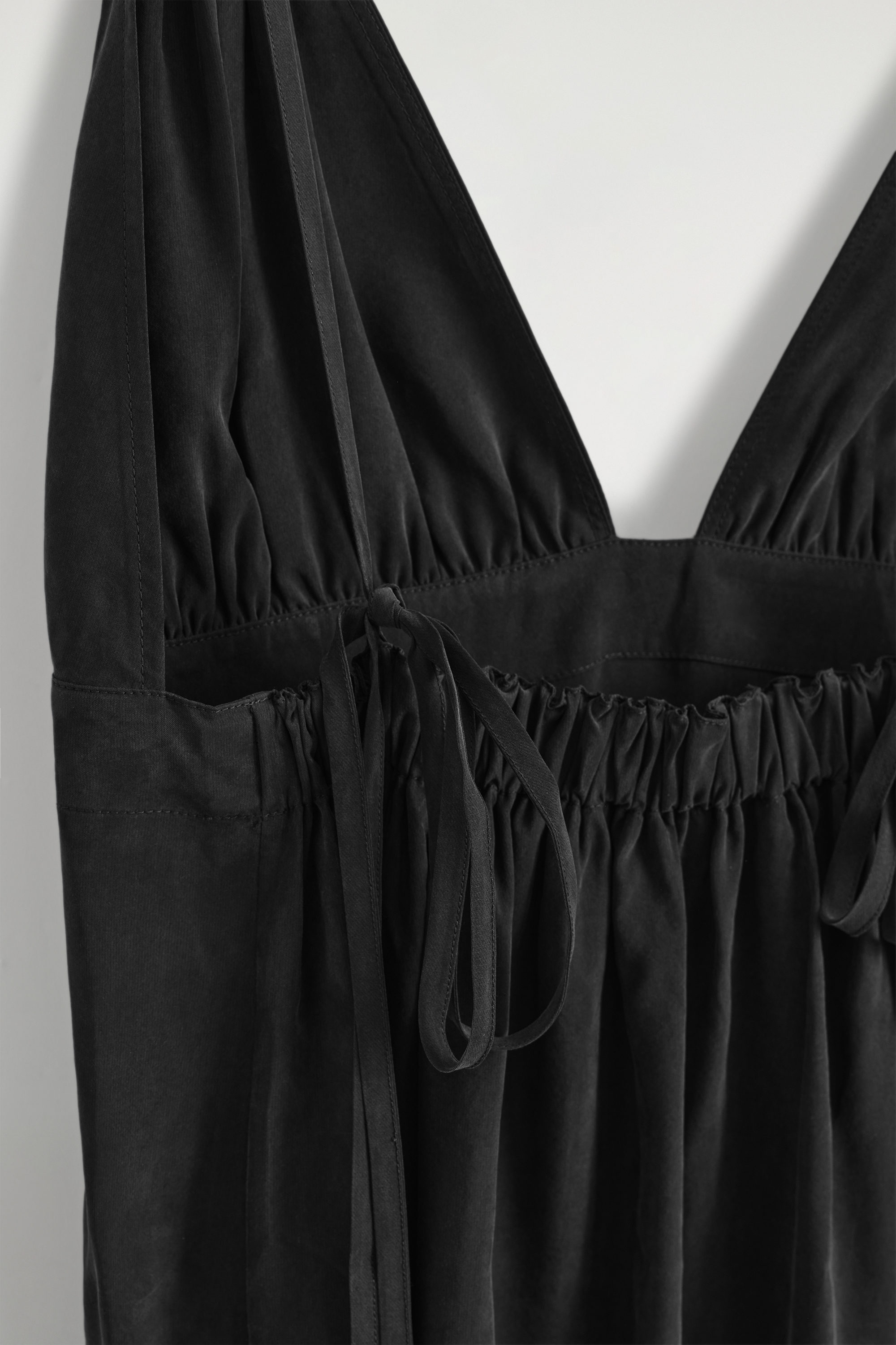 GATHERED V-NECK MAXI DRESS - WASHED BLACK | COS