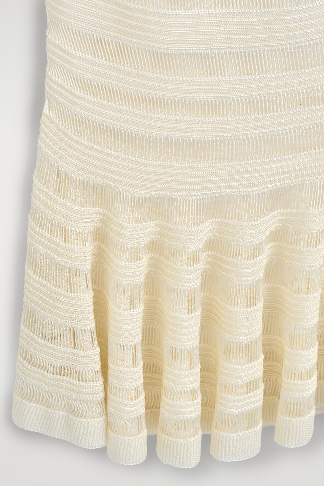 LADDER-STITCH KNITTED MIDI SKIRT — CREAM