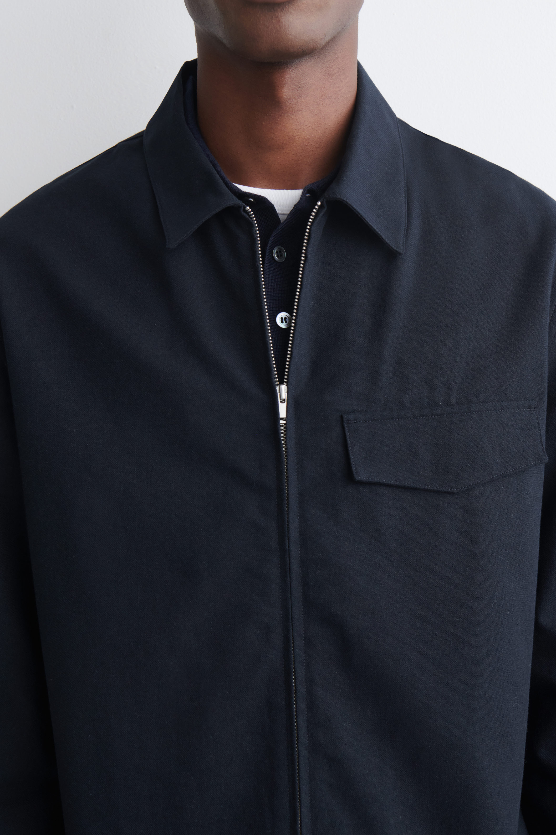 COTTON ZIPPED OVERSHIRT - NAVY | COS US