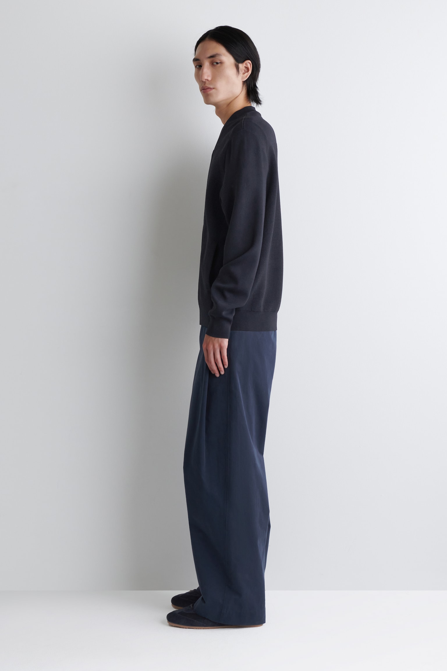 BLOUSON EN MAILLE TEXTURÉE - BLEU MARINE - 4
