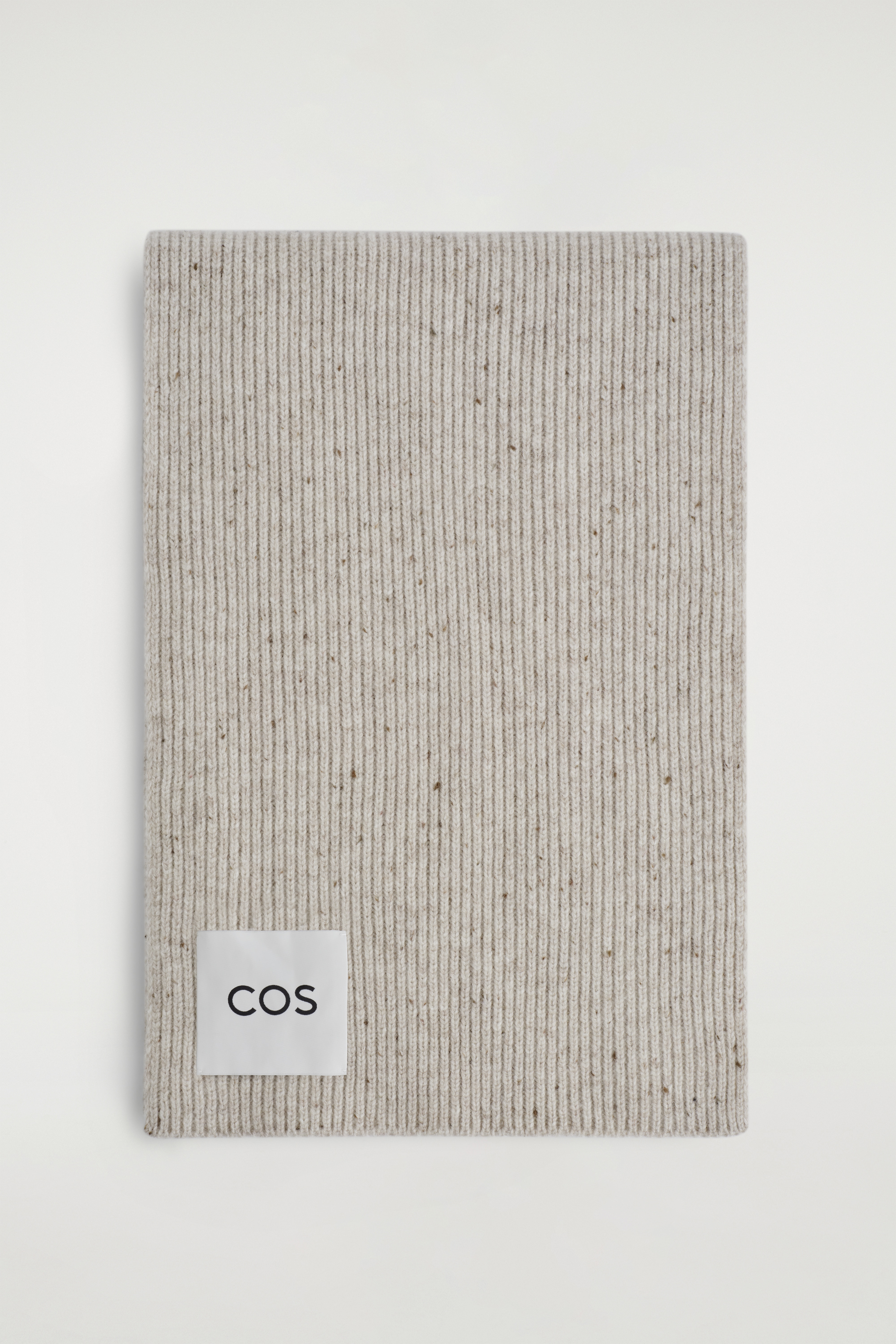 GERIPPTER SCHAL AUS WOLL-KASCHMIR-MIX - CREME MELIERT/BORDEAUX MELIERT