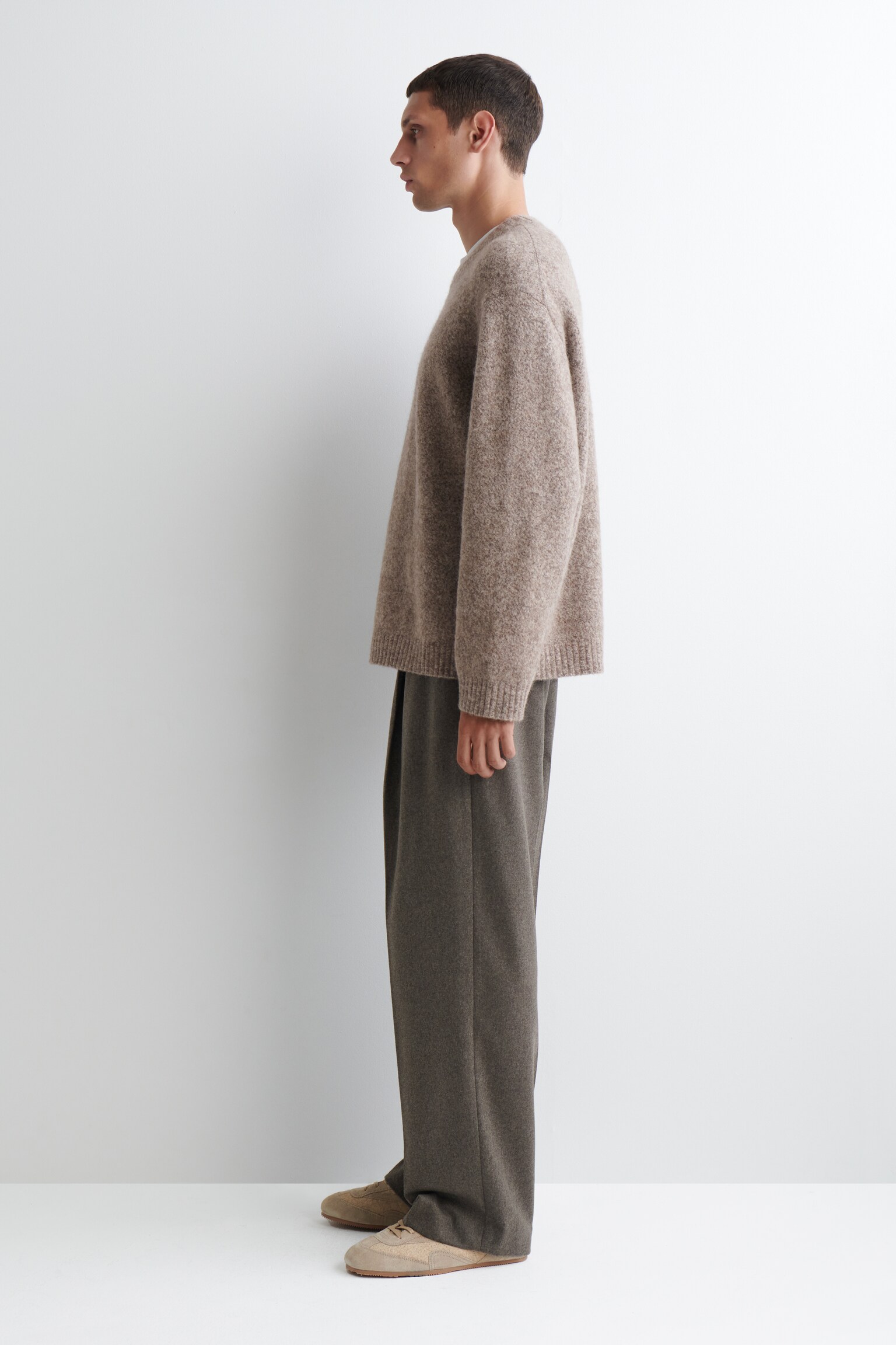 OVERSIZED ALPACA-BLEND CREW-NECK JUMPER - TAUPE MÉLANGE/BLUE MÉLANGE - 8