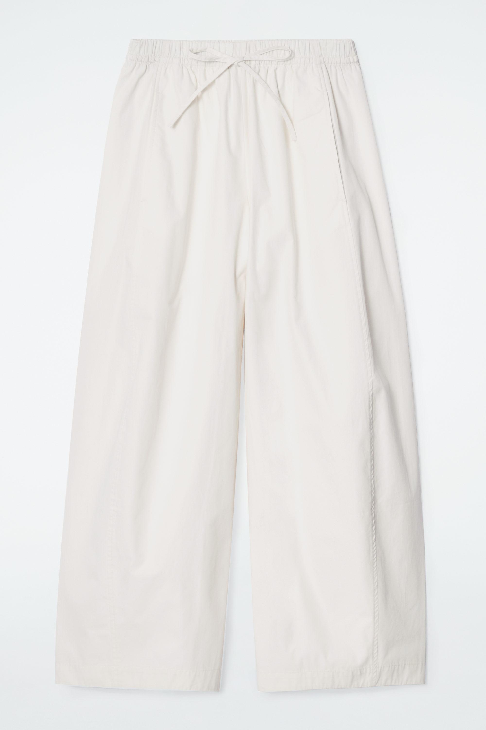 ELASTICATED BARREL-LEG TROUSERS - OFF-WHITE | COS