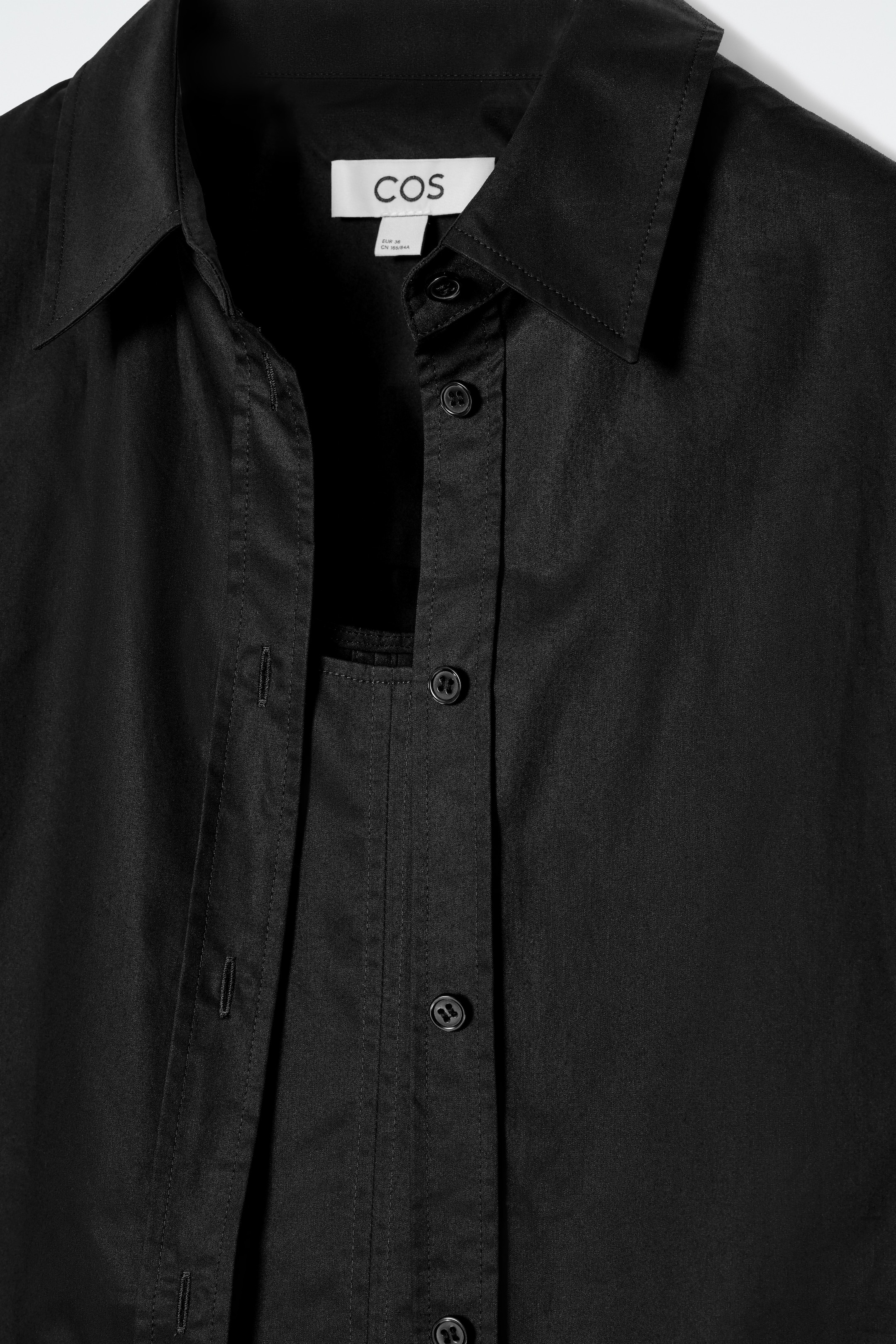 Ingrandisci l'immagine: LAYERED TRAPEZE SHIRT DRESS - BLACK - DONNA | H&M CH 8