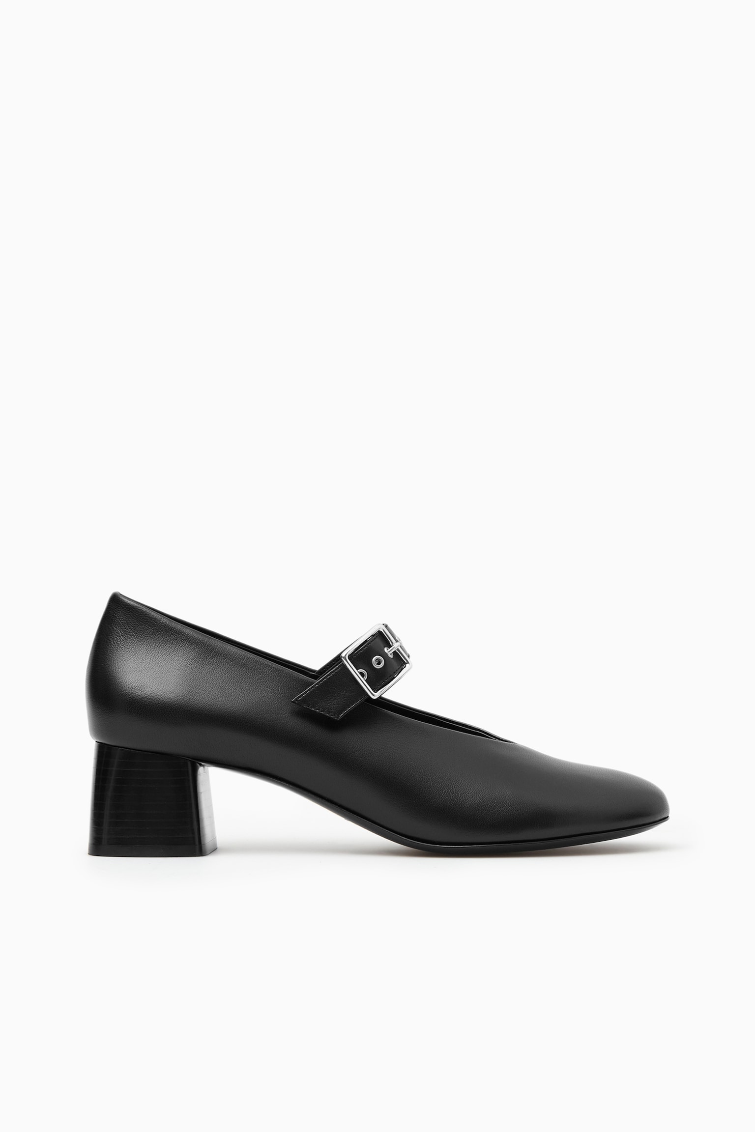 MARY JANES AUS LEDER MIT BLOCKABSATZ - SCHWARZ