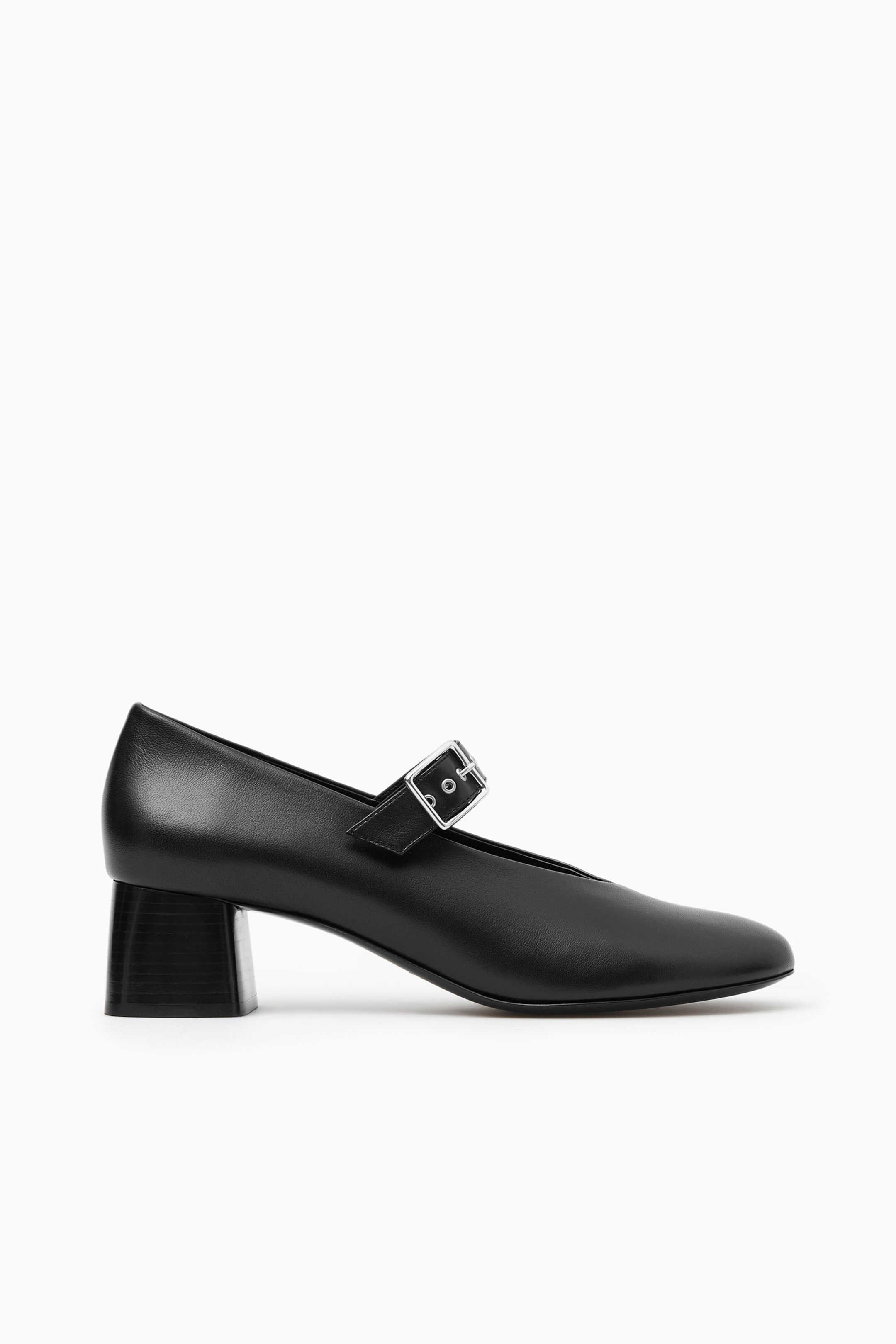 Grösseres Bild ansehen: MARY JANES AUS LEDER MIT BLOCKABSATZ - SCHWARZ - DAMEN | H&M CH 1