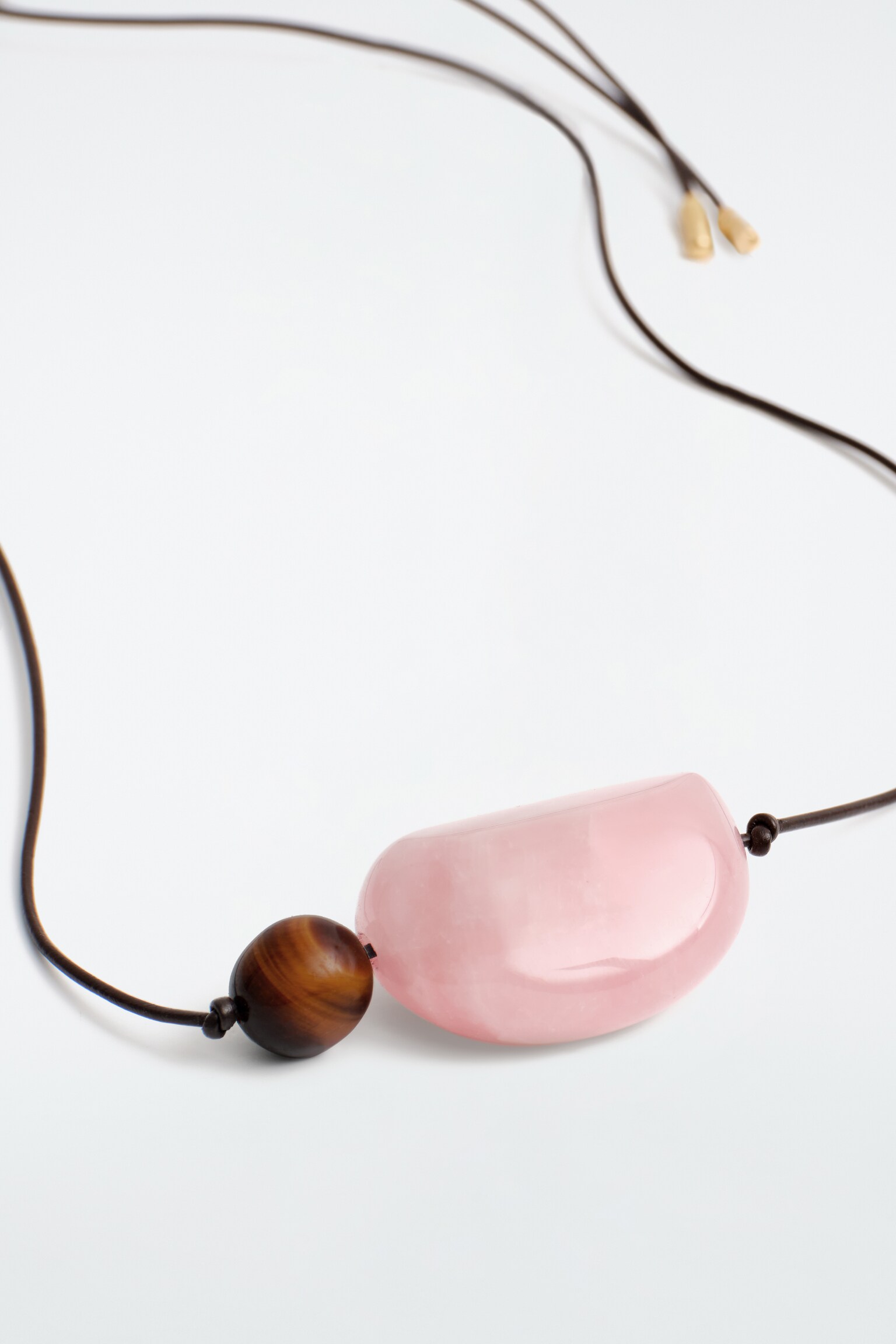 STONE PENDANT NECKLACE - BROWN / PINK - 4