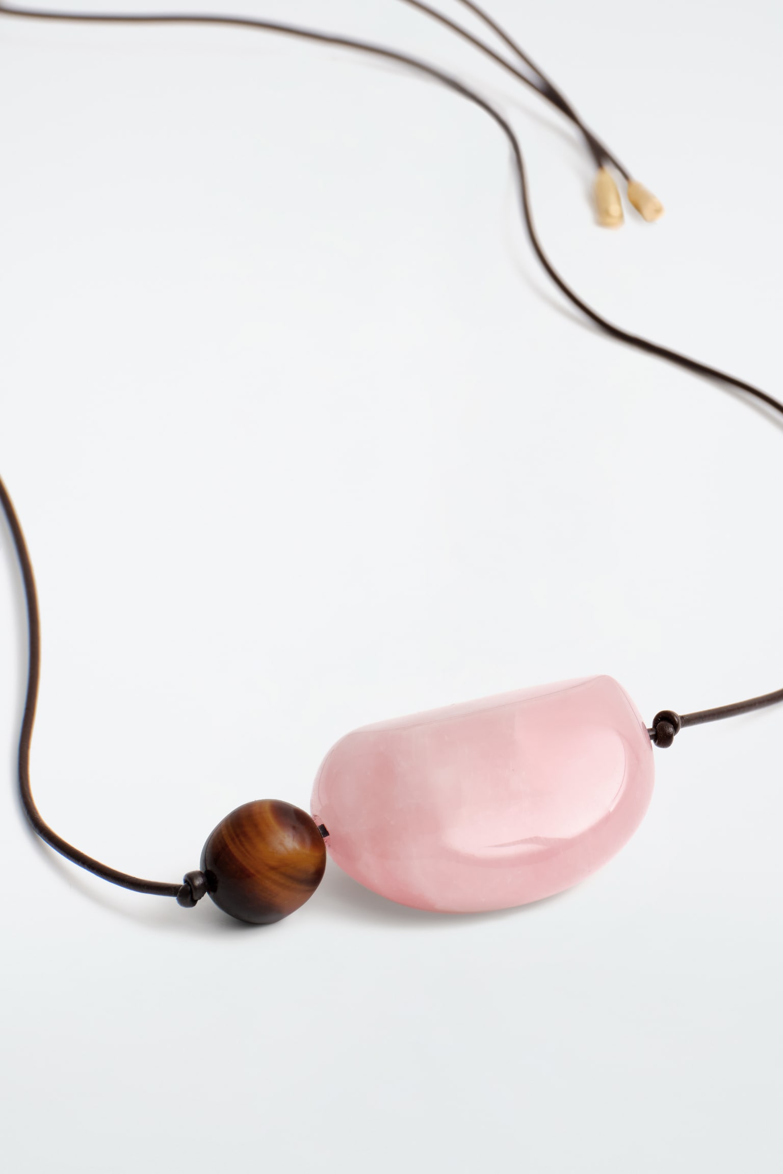 COLLIER À PENDENTIFS EN PIERRE - MARRON / ROSE - 4