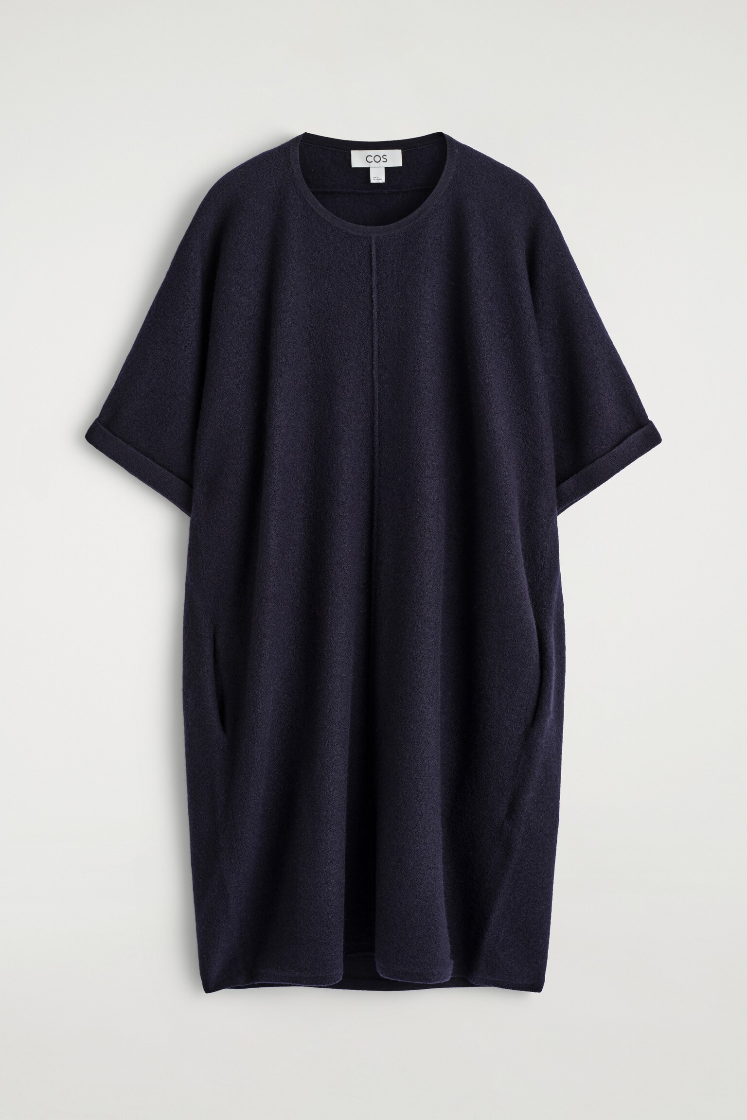 VESTIDO CORTO DE LANA MERINO - AZUL MARINO/GRIS JASPEADO - 2