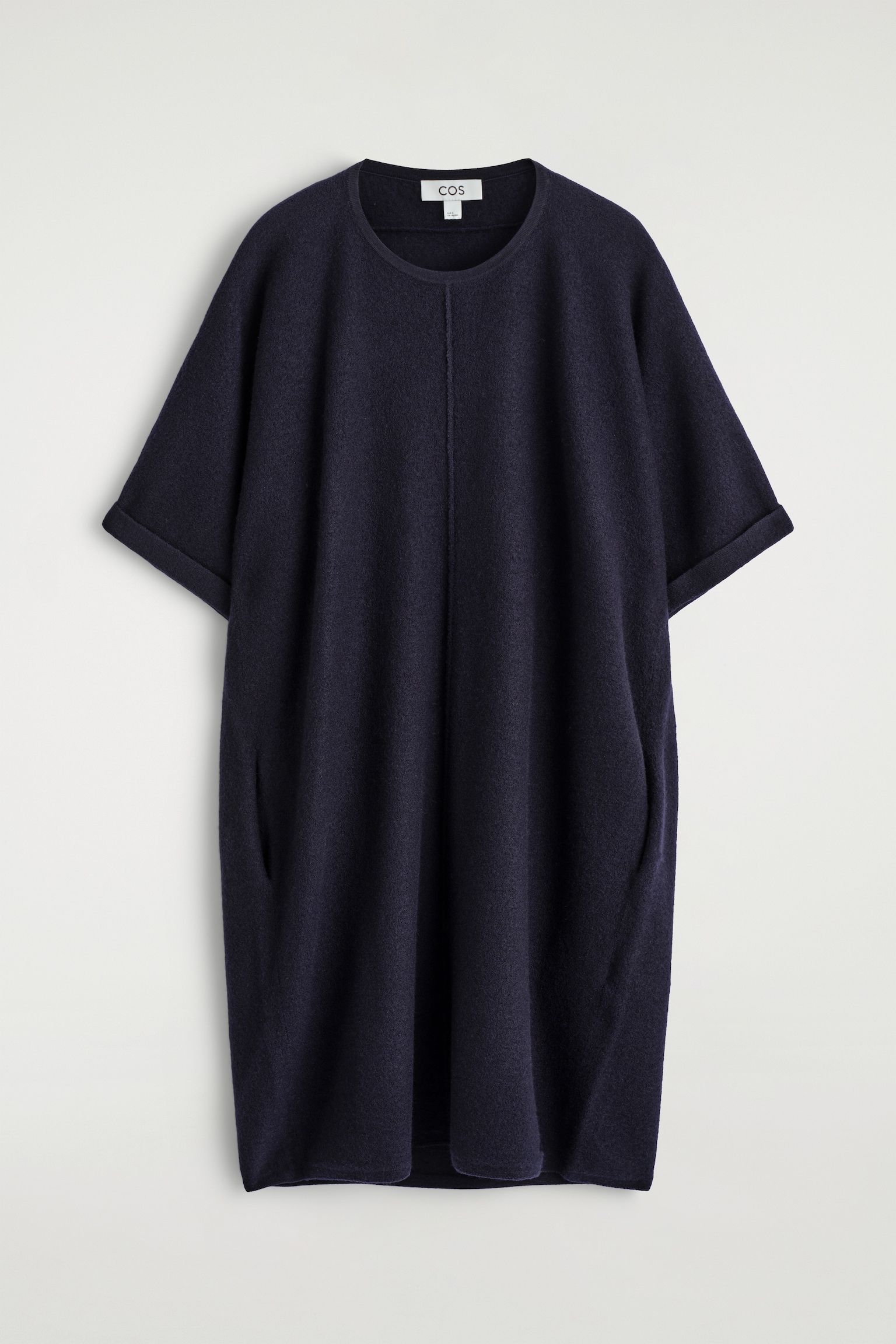 SCULPTED MERINO WOOL MINI DRESS - NAVY/GREY MÉLANGE - 2