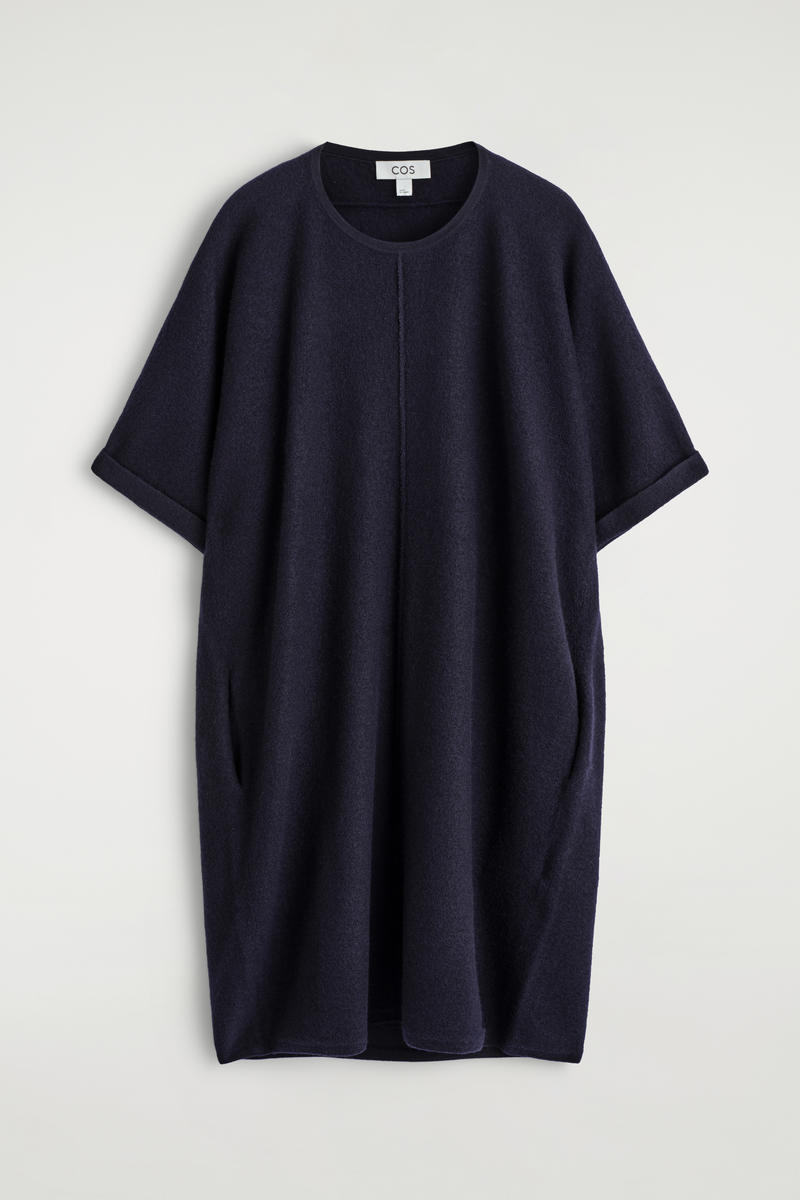 Cos Sculpted Merino Wool Mini Dress In Blue